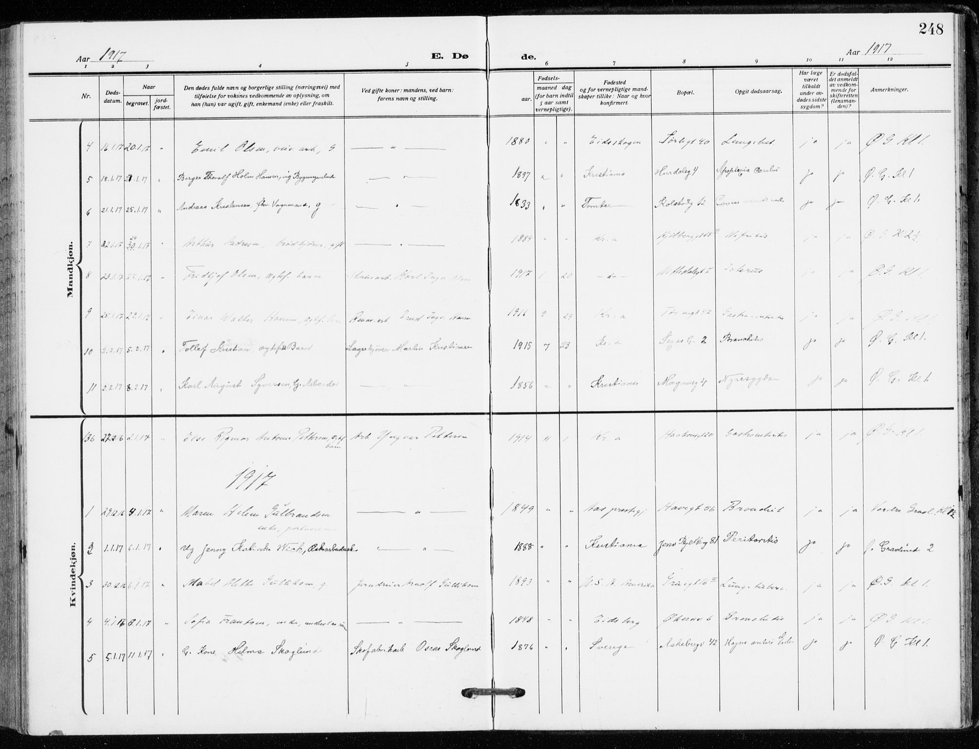 Kampen prestekontor Kirkebøker, AV/SAO-A-10853/F/Fa/L0013: Parish register (official) no. I 13, 1917-1922, p. 248