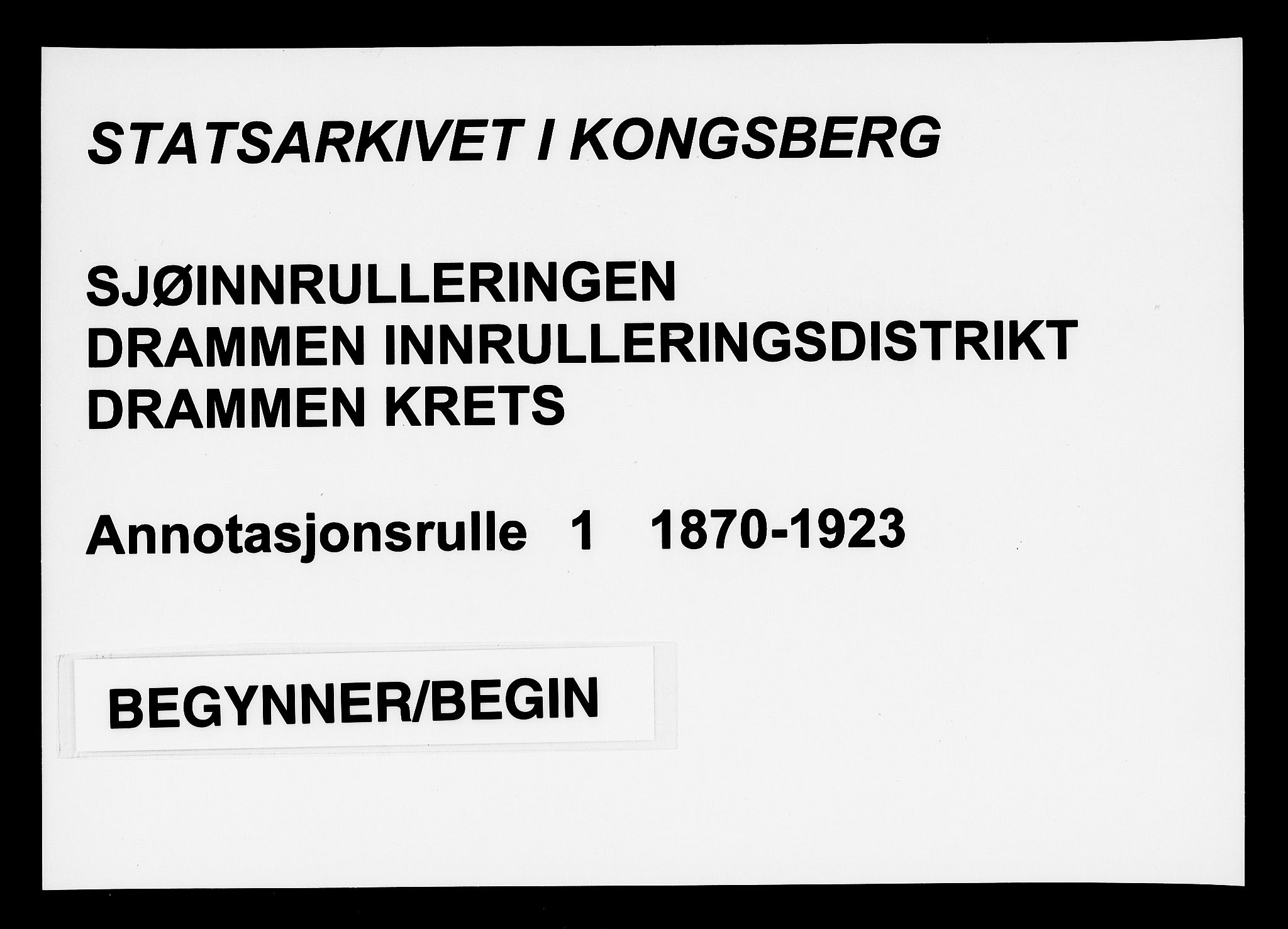 Drammen innrulleringsdistrikt, SAKO/A-781/F/Fb/L0001: Annotasjonsrulle, 1870-1923, p. 1