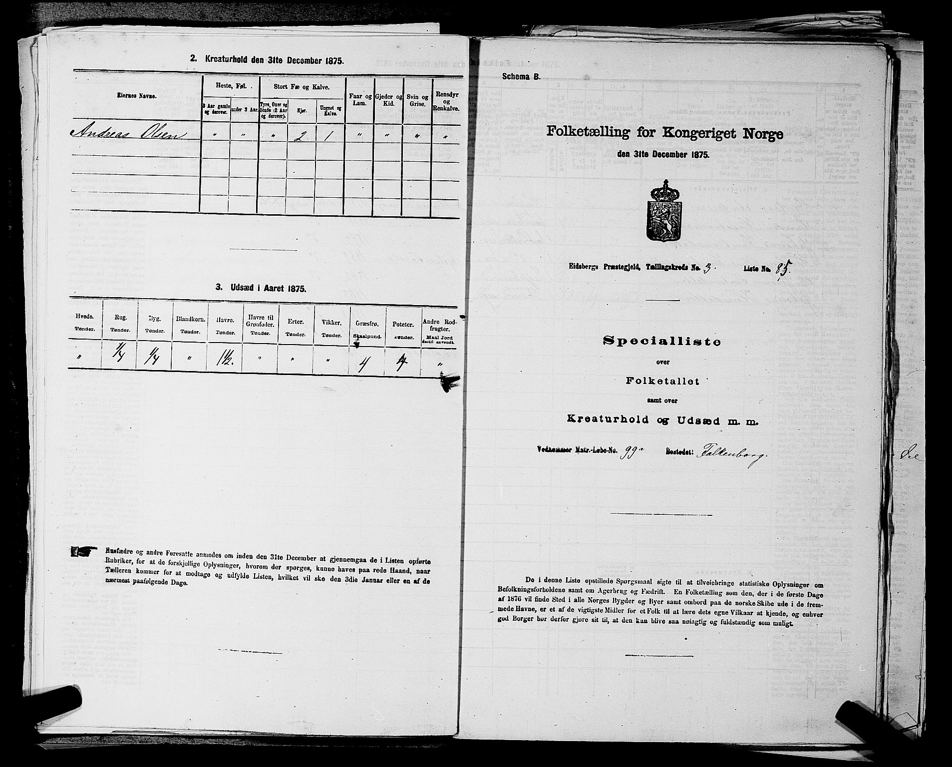 RA, 1875 census for 0125P Eidsberg, 1875, p. 601