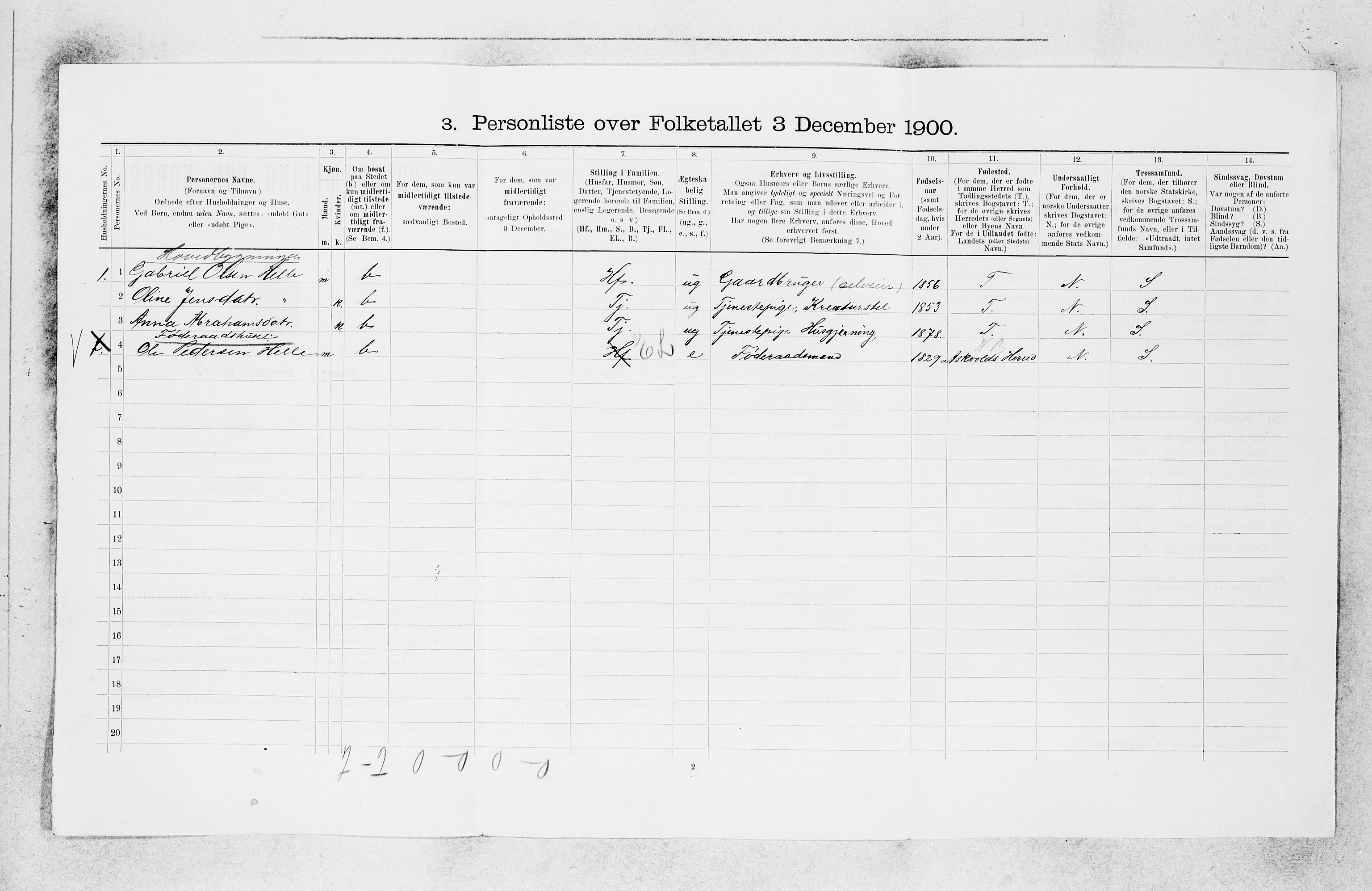 SAB, 1900 census for Ytre Holmedal, 1900, p. 130