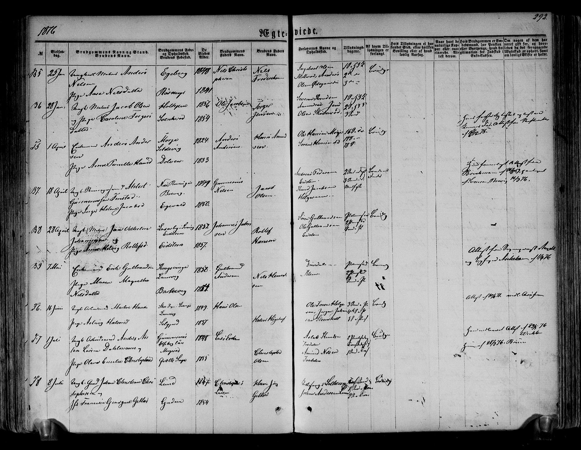 Brunlanes kirkebøker, AV/SAKO-A-342/F/Fa/L0005: Parish register (official) no. I 5, 1862-1877, p. 292