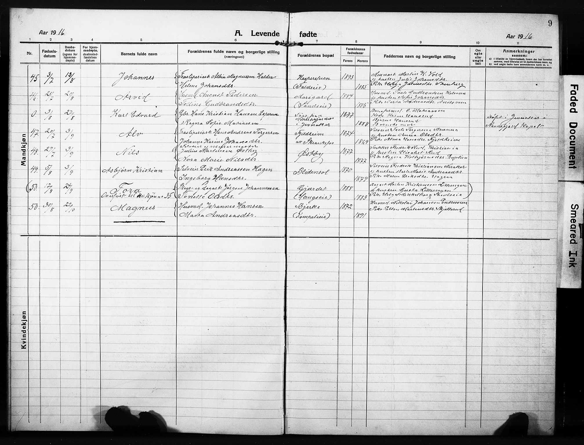 Søndre Land prestekontor, SAH/PREST-122/L/L0007: Parish register (copy) no. 7, 1915-1932, p. 9