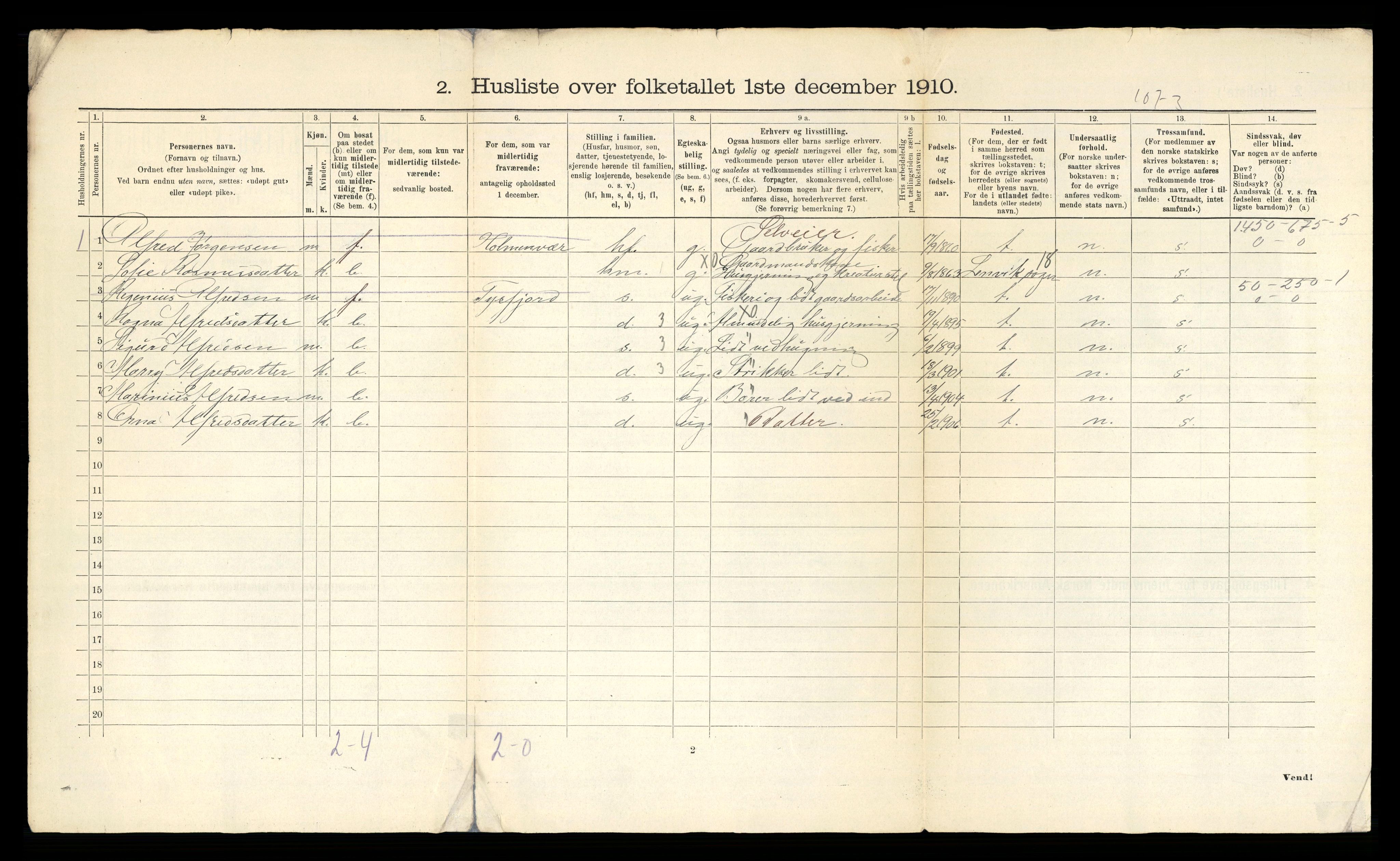 RA, 1910 census for Bjarkøy, 1910, p. 34