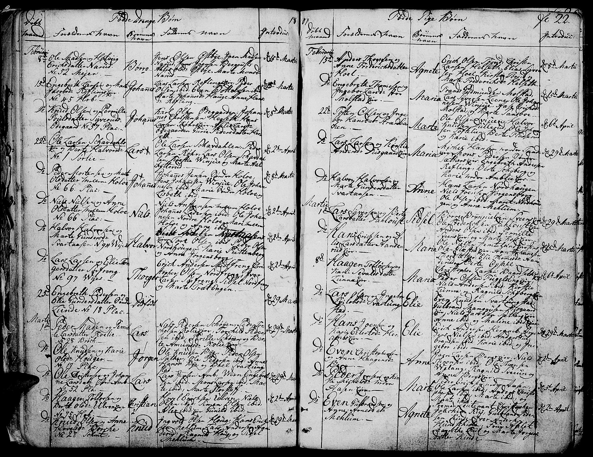 Ringsaker prestekontor, AV/SAH-PREST-014/K/Ka/L0004: Parish register (official) no. 4, 1799-1814, p. 22