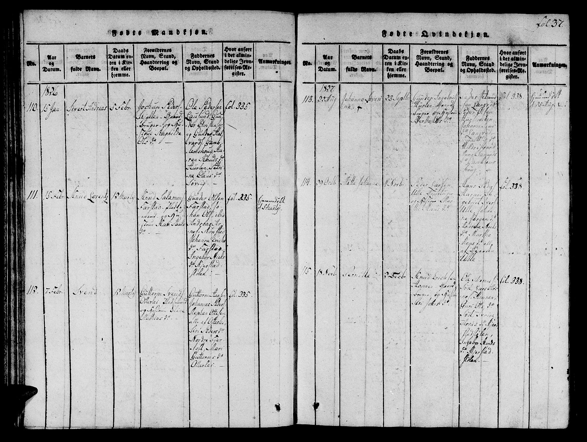 Ministerialprotokoller, klokkerbøker og fødselsregistre - Møre og Romsdal, SAT/A-1454/536/L0495: Parish register (official) no. 536A04, 1818-1847, p. 37