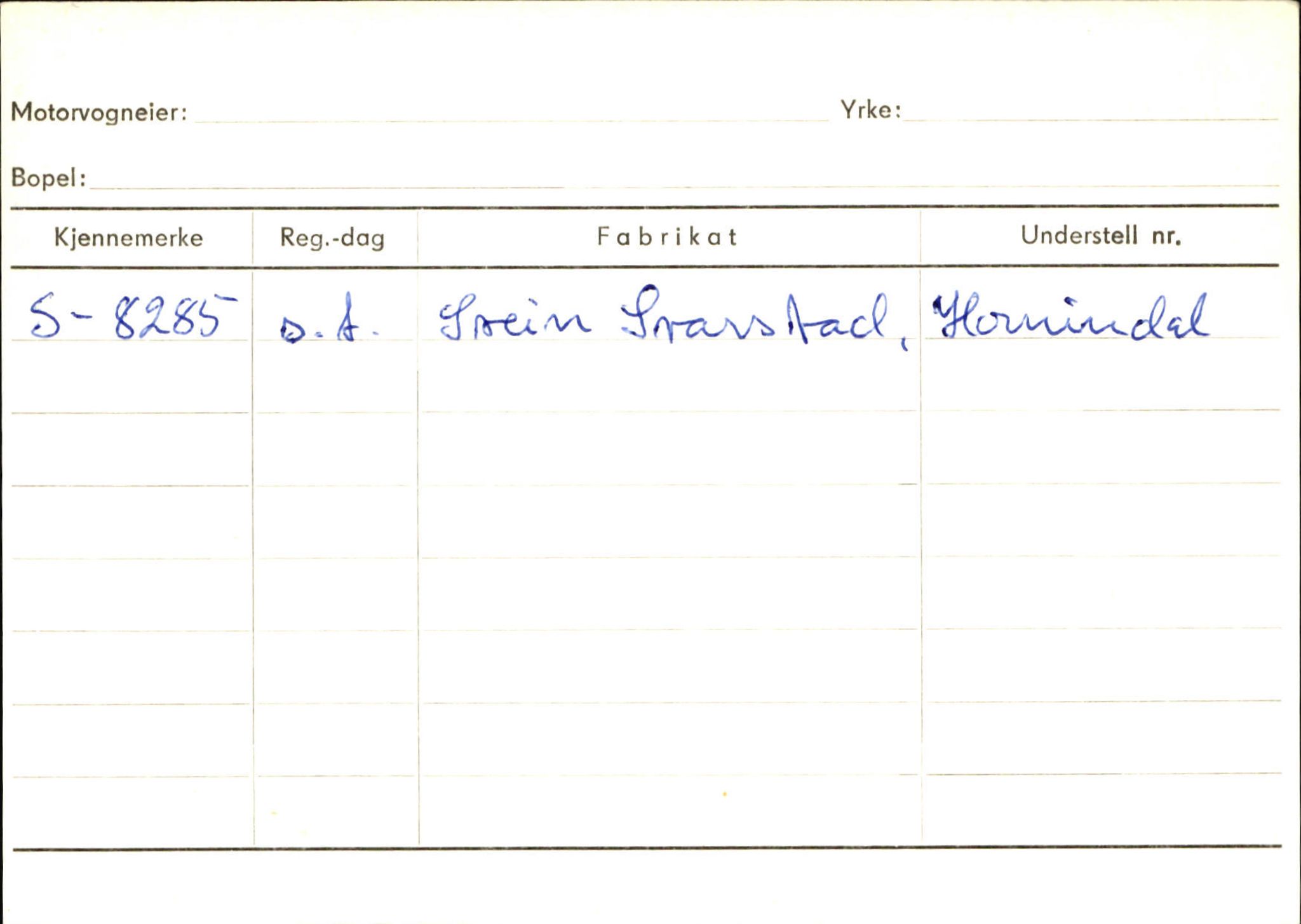 Statens vegvesen, Sogn og Fjordane vegkontor, SAB/A-5301/4/F/L0131: Eigarregister Høyanger P-Å. Stryn S-Å, 1945-1975, p. 1694