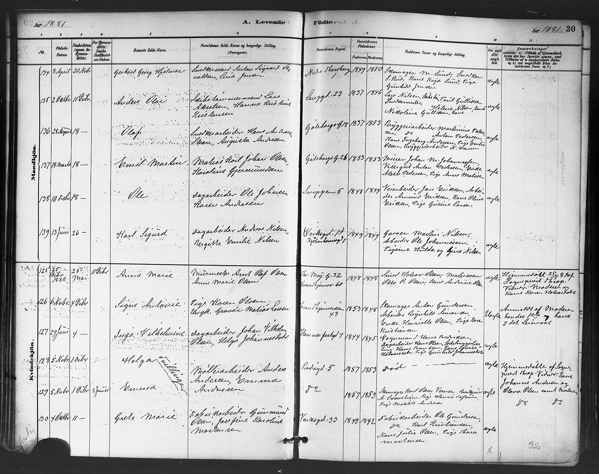 Petrus prestekontor Kirkebøker, AV/SAO-A-10872/G/Ga/L0001: Parish register (copy) no. 1, 1880-1887, p. 30
