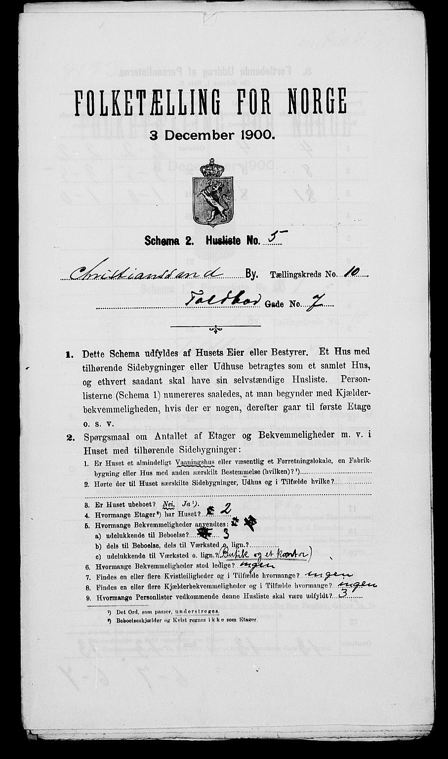 SAK, 1900 census for Kristiansand, 1900, p. 1283