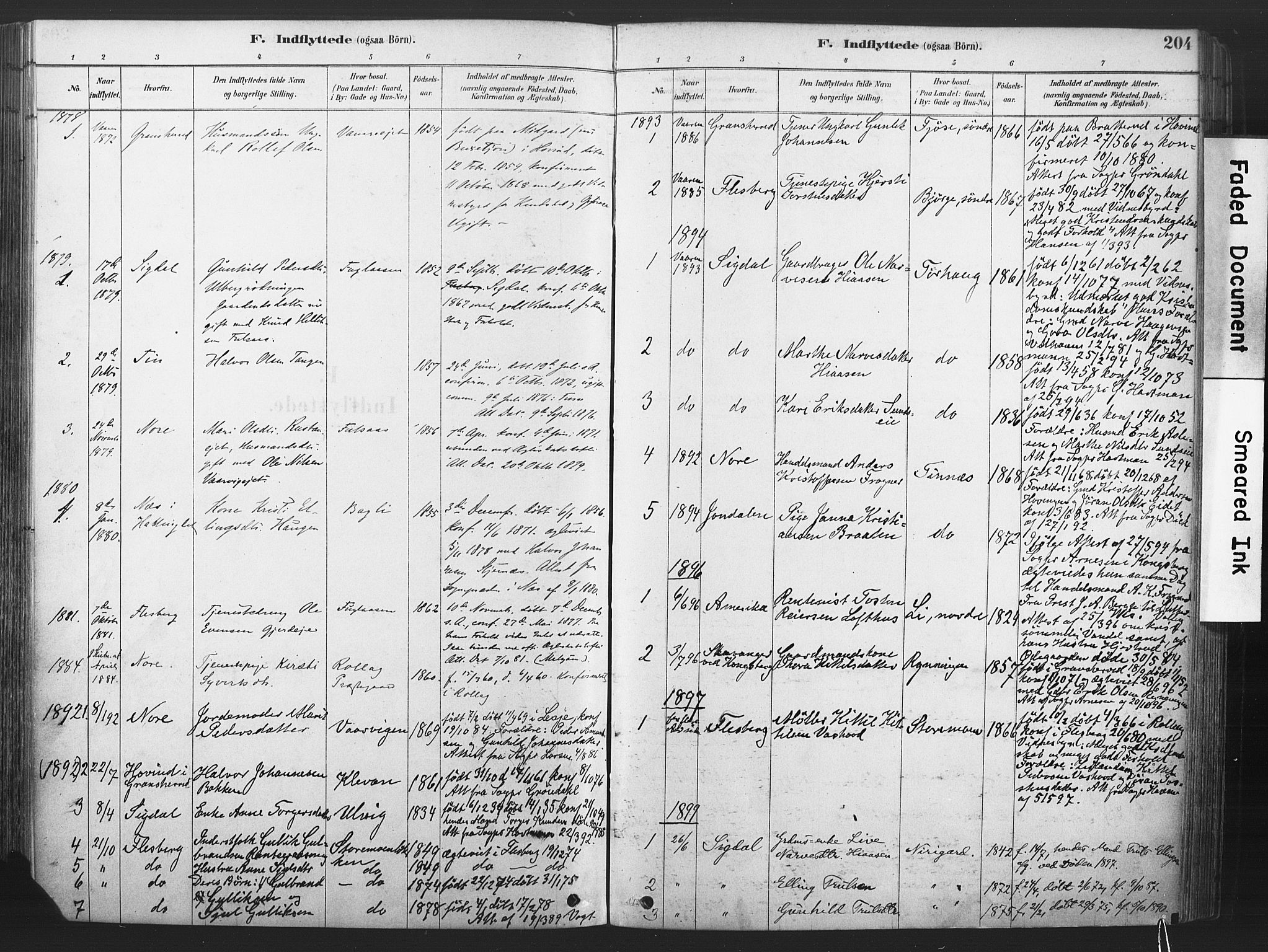 Rollag kirkebøker, AV/SAKO-A-240/F/Fa/L0011: Parish register (official) no. I 11, 1878-1902, p. 204