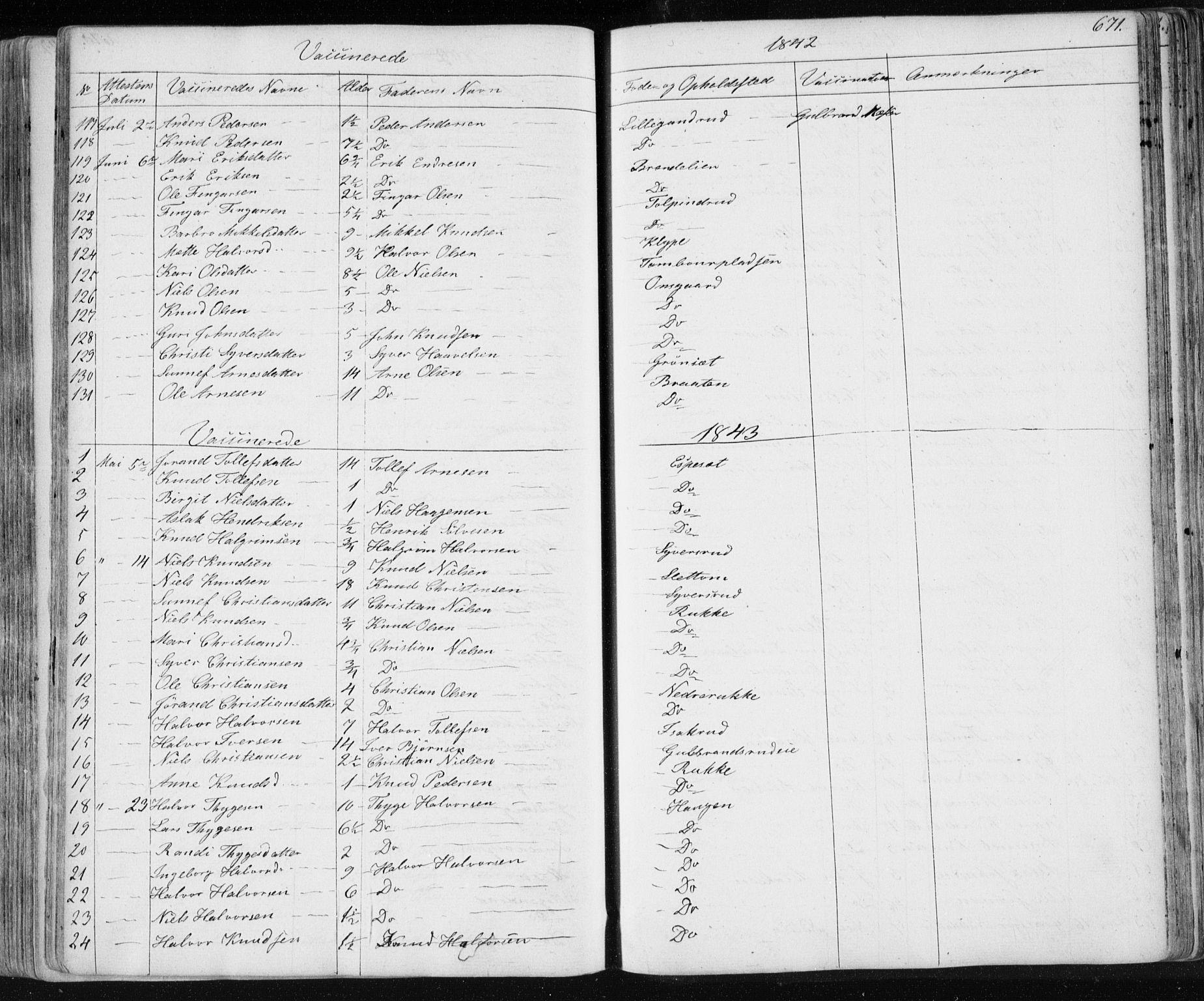 Nes kirkebøker, SAKO/A-236/F/Fa/L0009: Parish register (official) no. 9, 1834-1863, p. 671