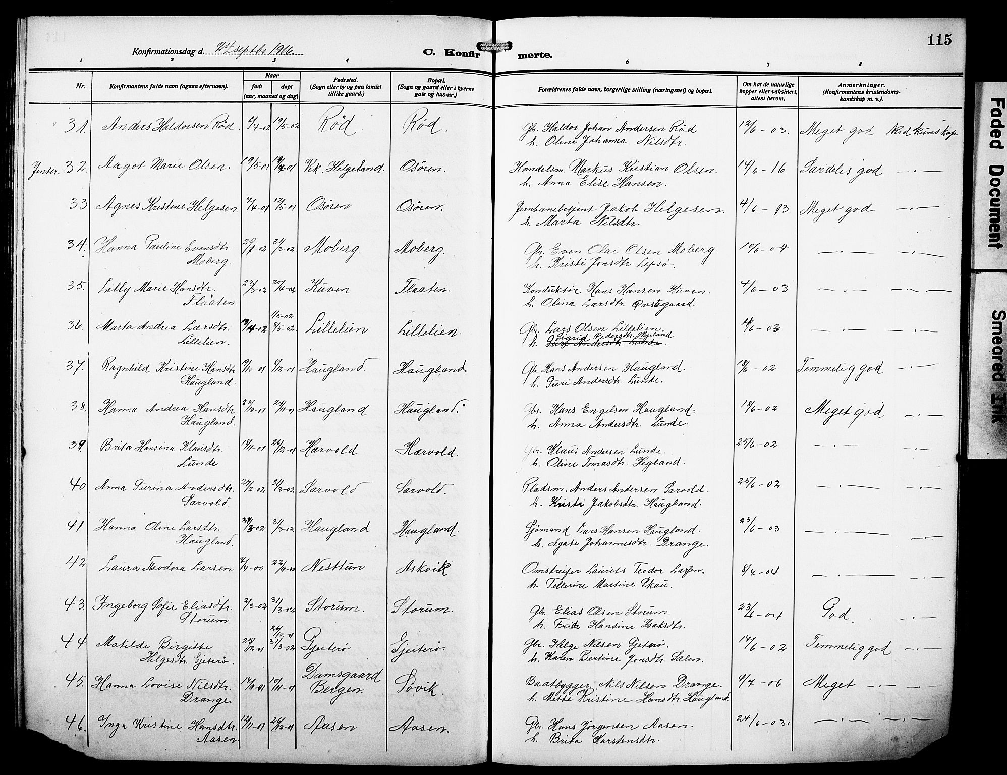 Os sokneprestembete, SAB/A-99929: Parish register (copy) no. A 4, 1914-1923, p. 115