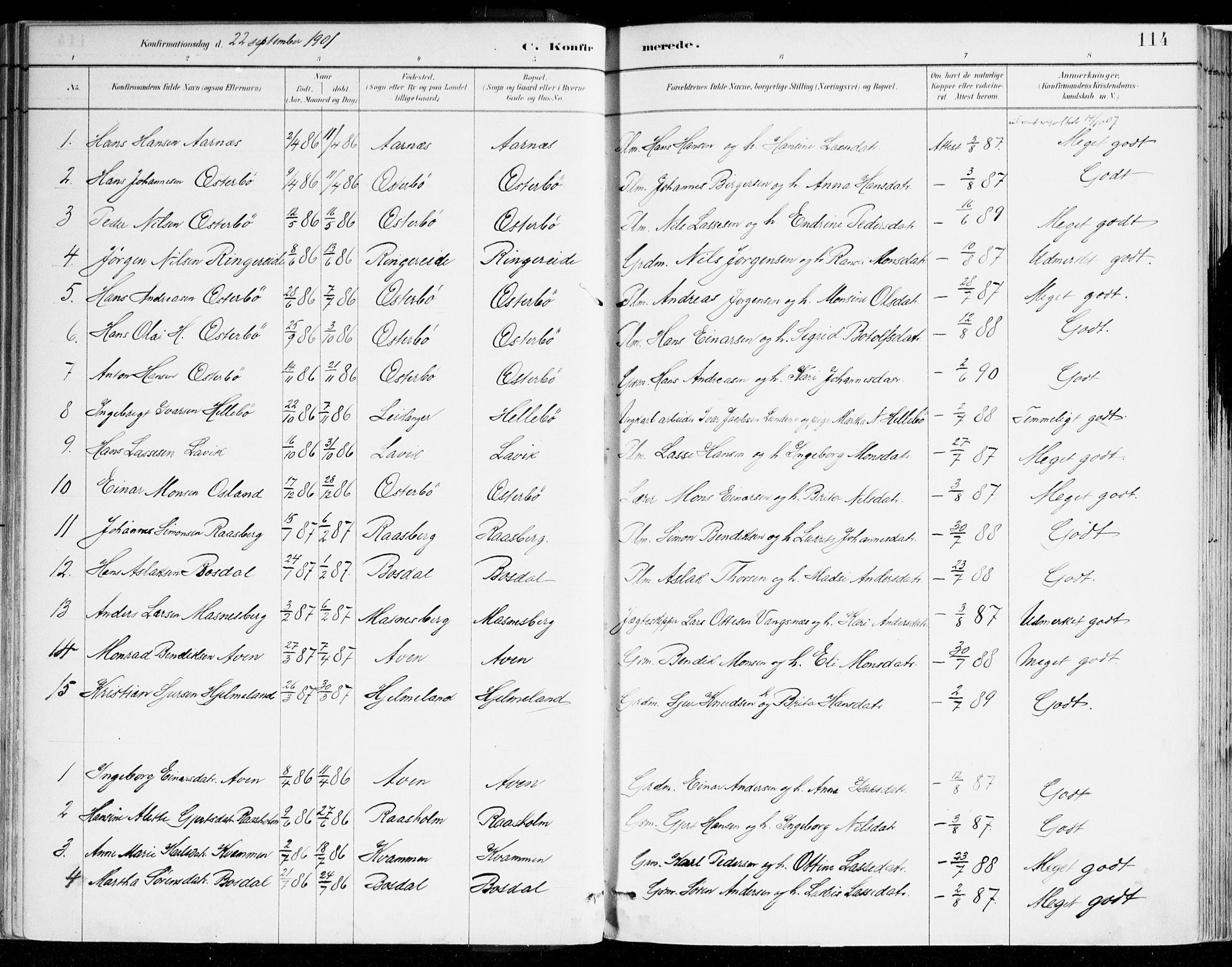 Lavik sokneprestembete, AV/SAB-A-80901: Parish register (official) no. B 1, 1882-1908, p. 114