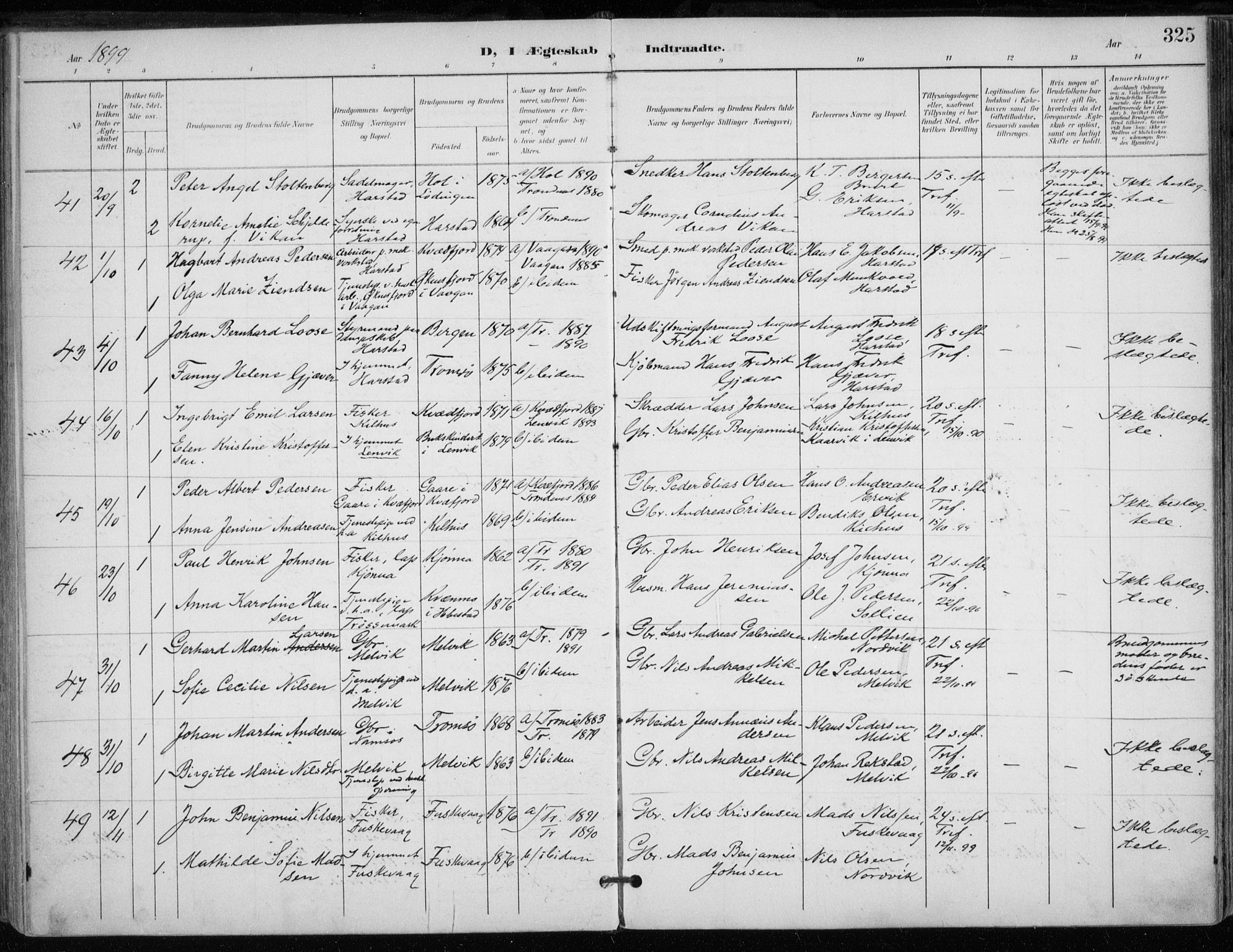 Trondenes sokneprestkontor, SATØ/S-1319/H/Ha/L0017kirke: Parish register (official) no. 17, 1899-1908, p. 325