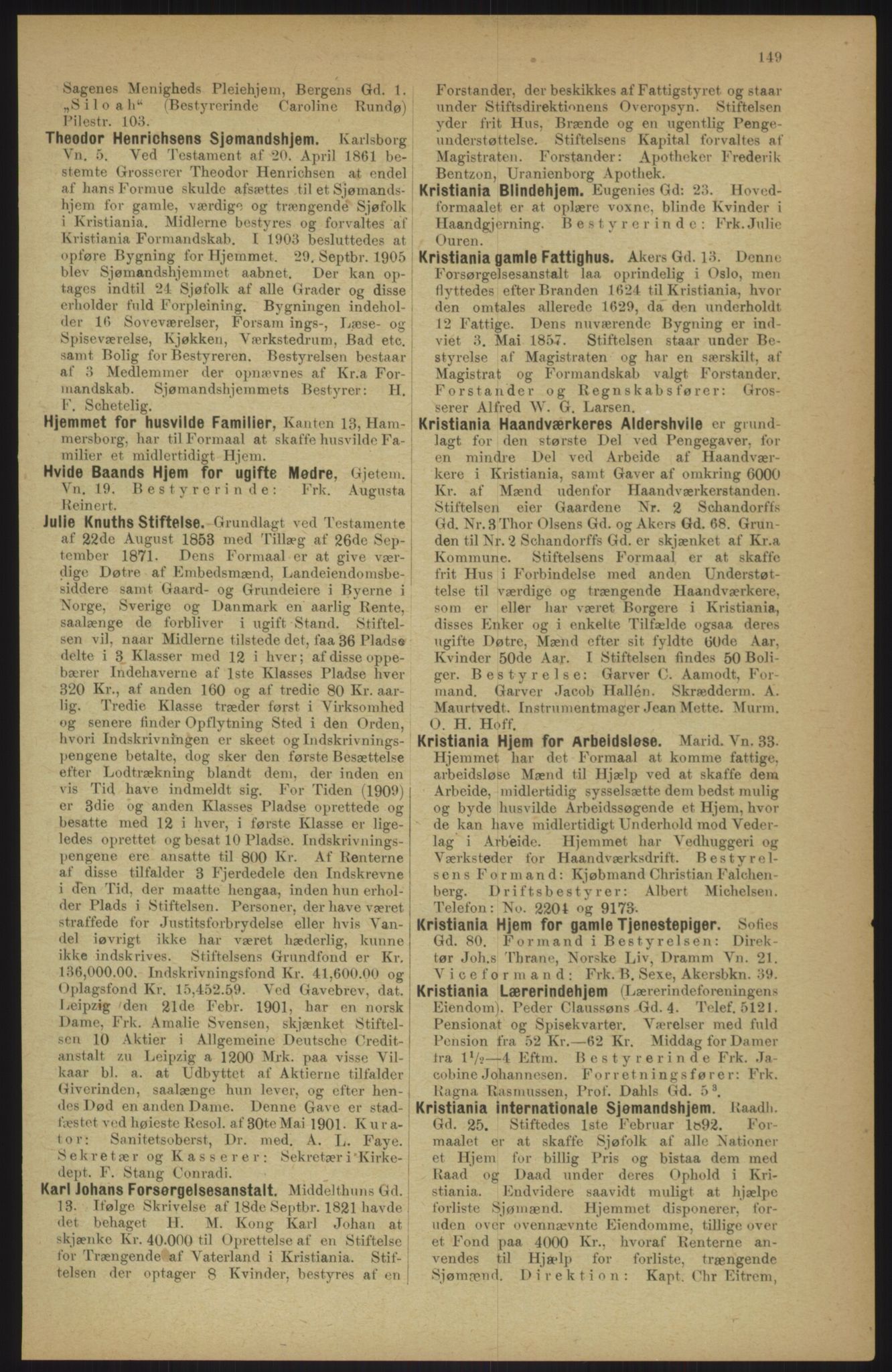 Kristiania/Oslo adressebok, PUBL/-, 1911, p. 149