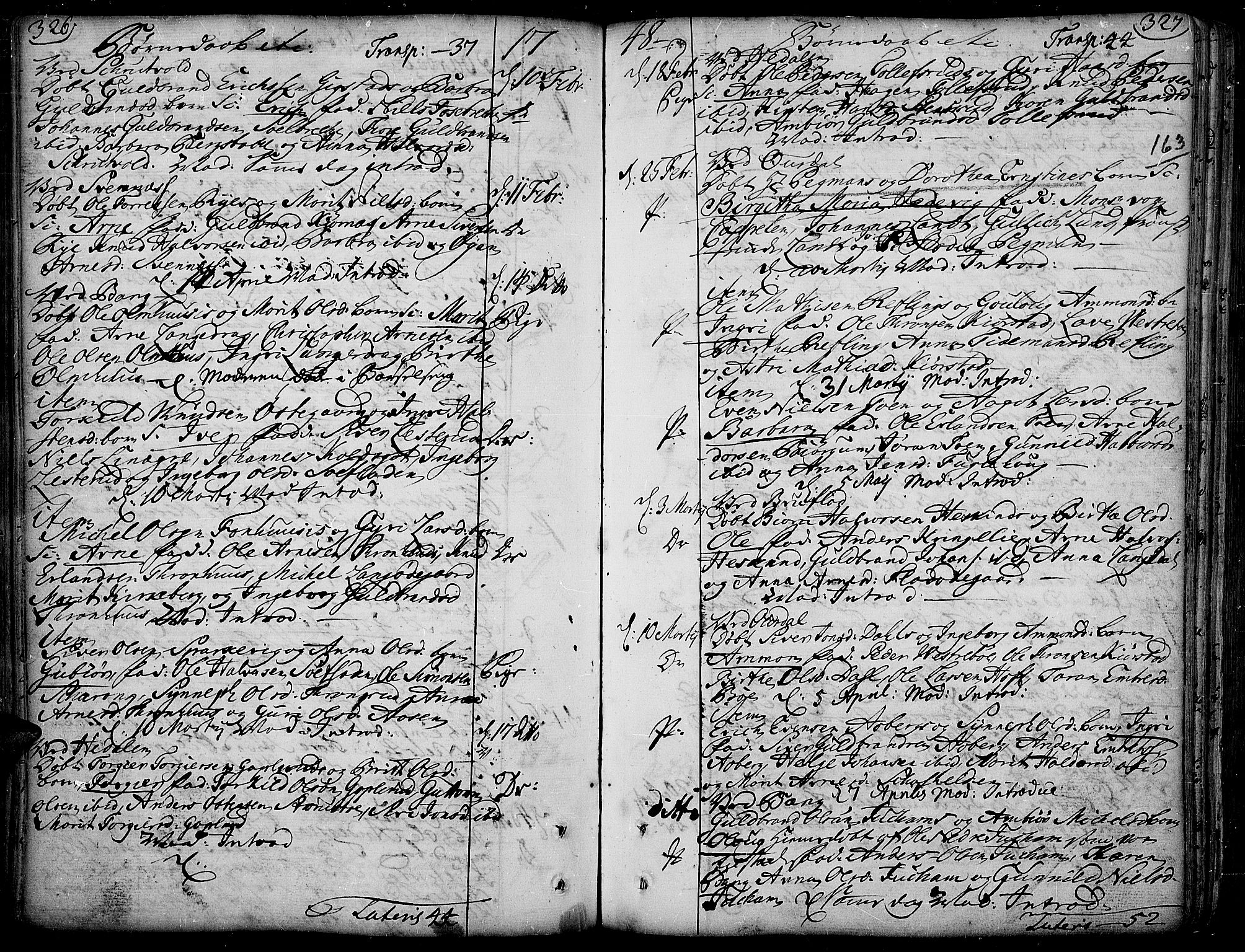 Aurdal prestekontor, AV/SAH-PREST-126/H/Ha/Haa/L0004: Parish register (official) no. 4, 1730-1762, p. 326-327