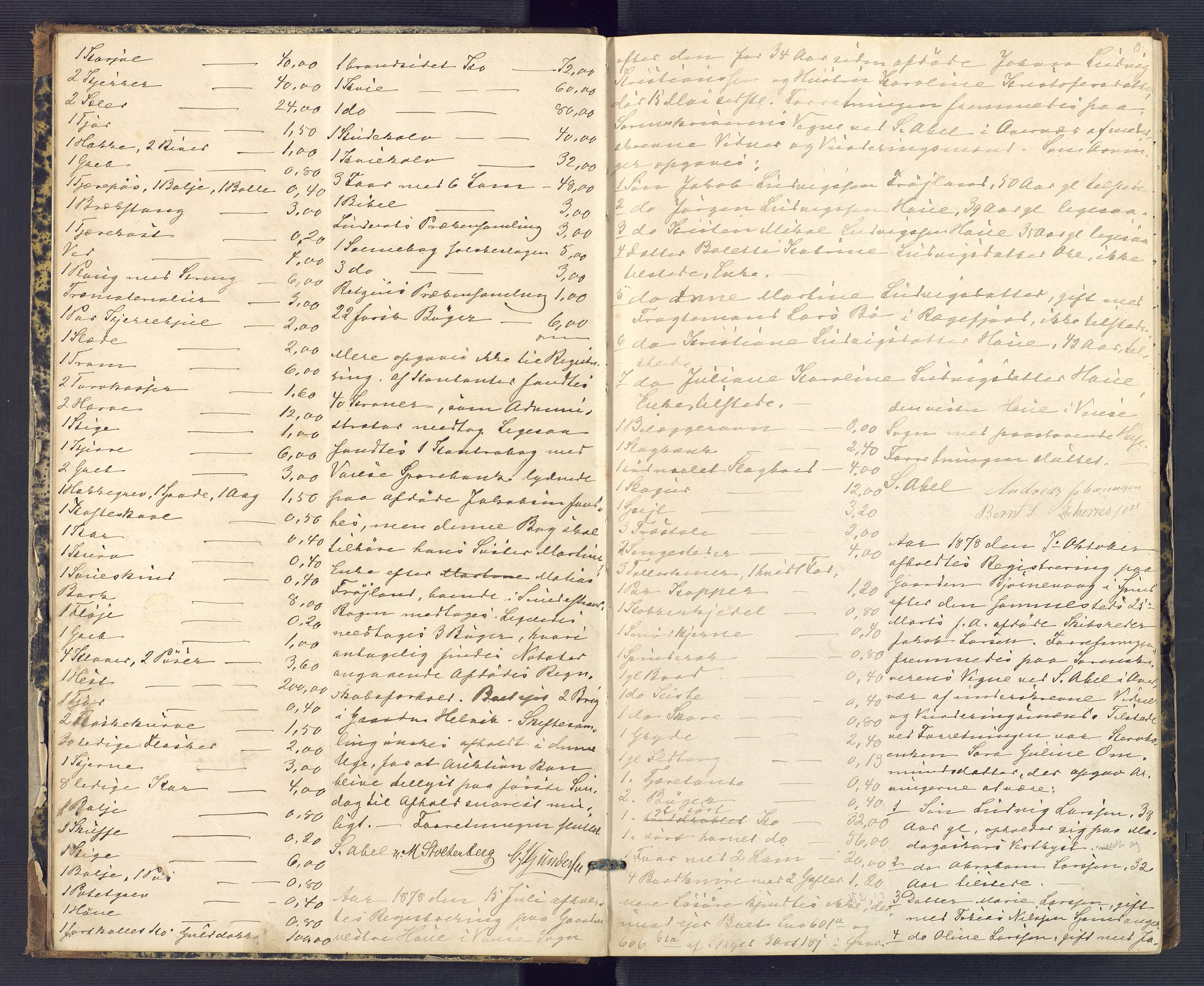 Lyngdal sorenskriveri, AV/SAK-1221-0004/H/Hc/L0851: Skifteregistreringsprotokoll nr. 1, 1878-1891, p. 7b-8a