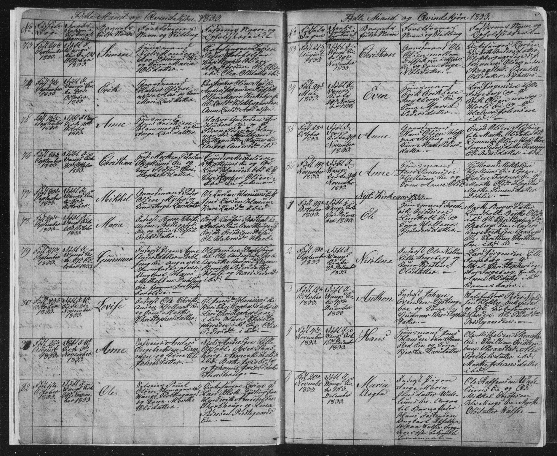 Vang prestekontor, Hedmark, AV/SAH-PREST-008/H/Ha/Hab/L0008: Parish register (copy) no. 8, 1832-1854, p. 5