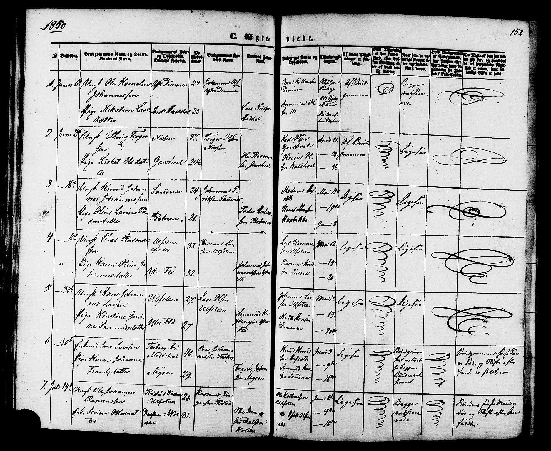Ministerialprotokoller, klokkerbøker og fødselsregistre - Møre og Romsdal, SAT/A-1454/509/L0105: Parish register (official) no. 509A03, 1848-1882, p. 152