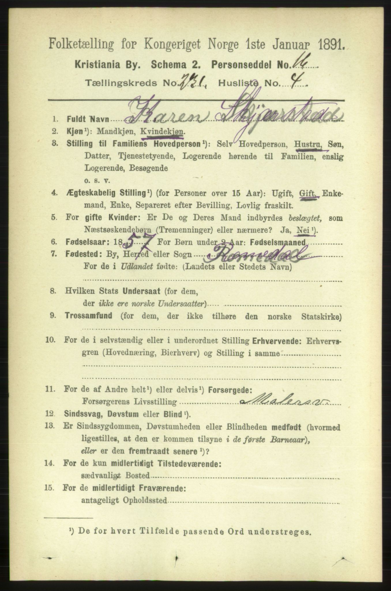 RA, 1891 census for 0301 Kristiania, 1891, p. 142646