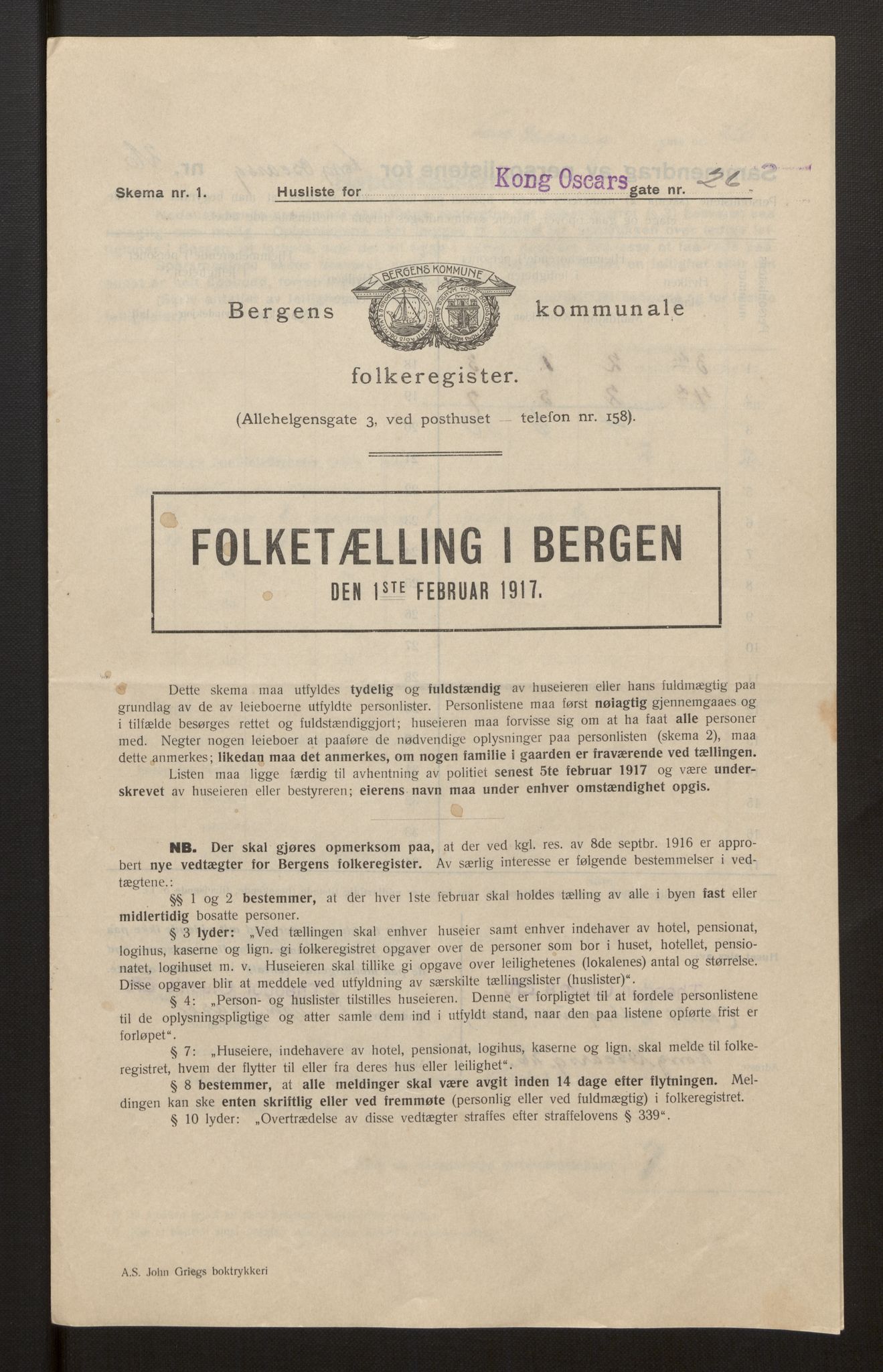 SAB, Municipal Census 1917 for Bergen, 1917, p. 19160