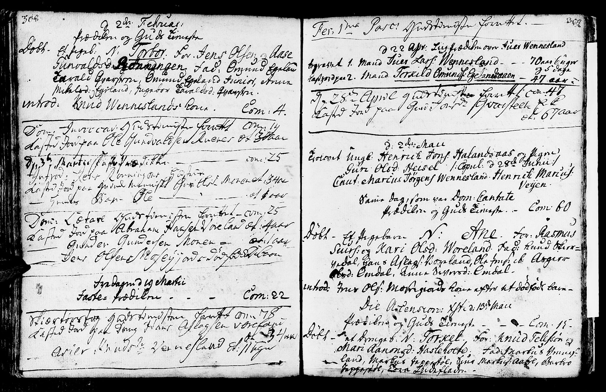 Vennesla sokneprestkontor, AV/SAK-1111-0045/Fa/Fab/L0001: Parish register (official) no. A 1, 1741-1794, p. 308-309