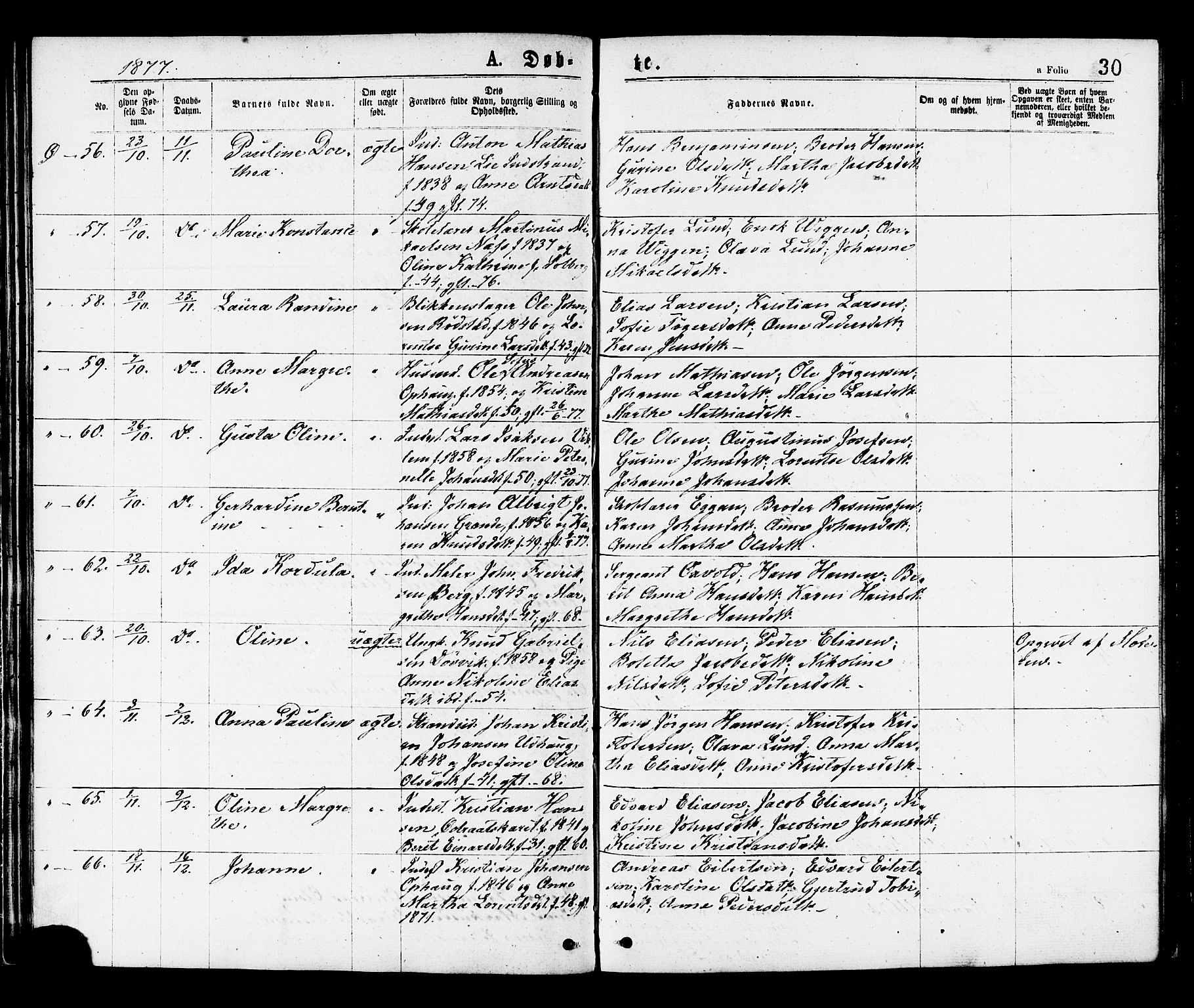 Ministerialprotokoller, klokkerbøker og fødselsregistre - Sør-Trøndelag, SAT/A-1456/659/L0738: Parish register (official) no. 659A08, 1876-1878, p. 30