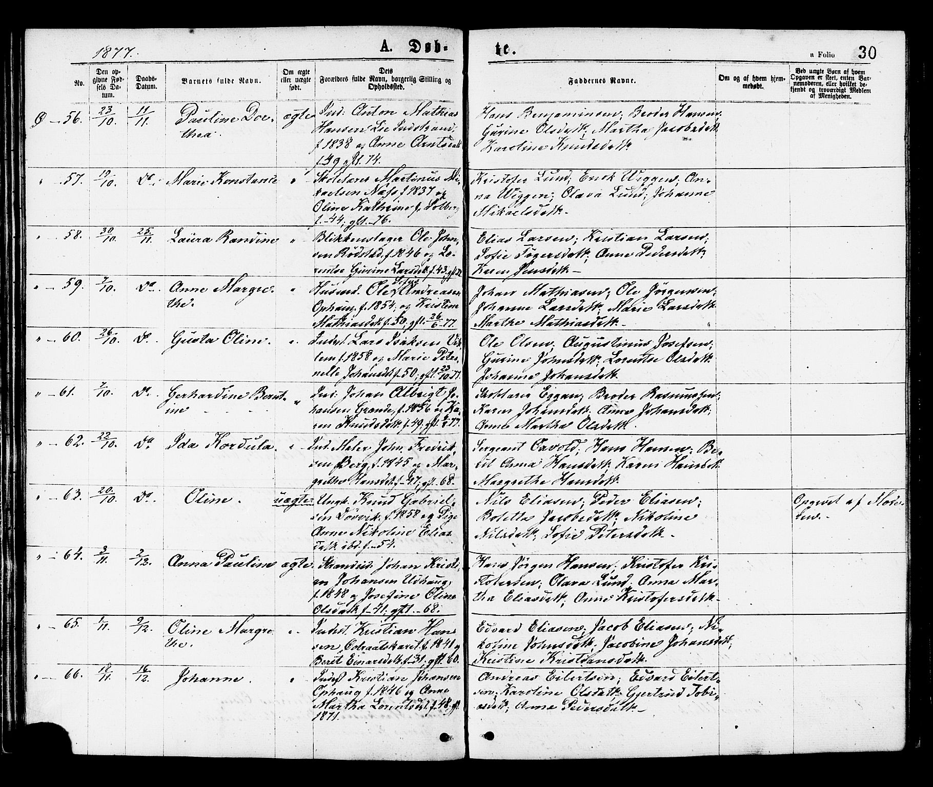 Ministerialprotokoller, klokkerbøker og fødselsregistre - Sør-Trøndelag, AV/SAT-A-1456/659/L0738: Parish register (official) no. 659A08, 1876-1878, p. 30