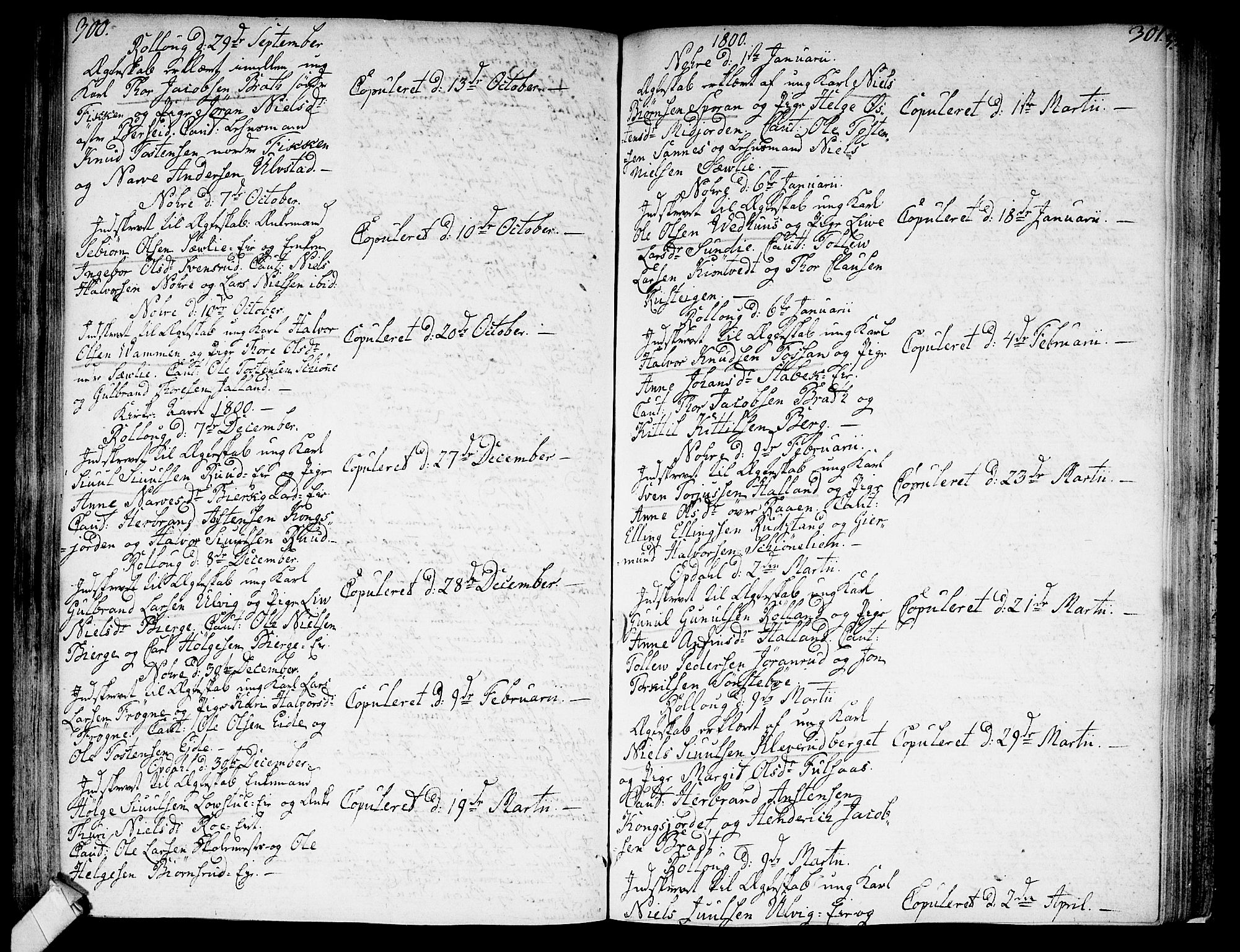 Rollag kirkebøker, AV/SAKO-A-240/F/Fa/L0005: Parish register (official) no. I 5, 1792-1814, p. 300-301