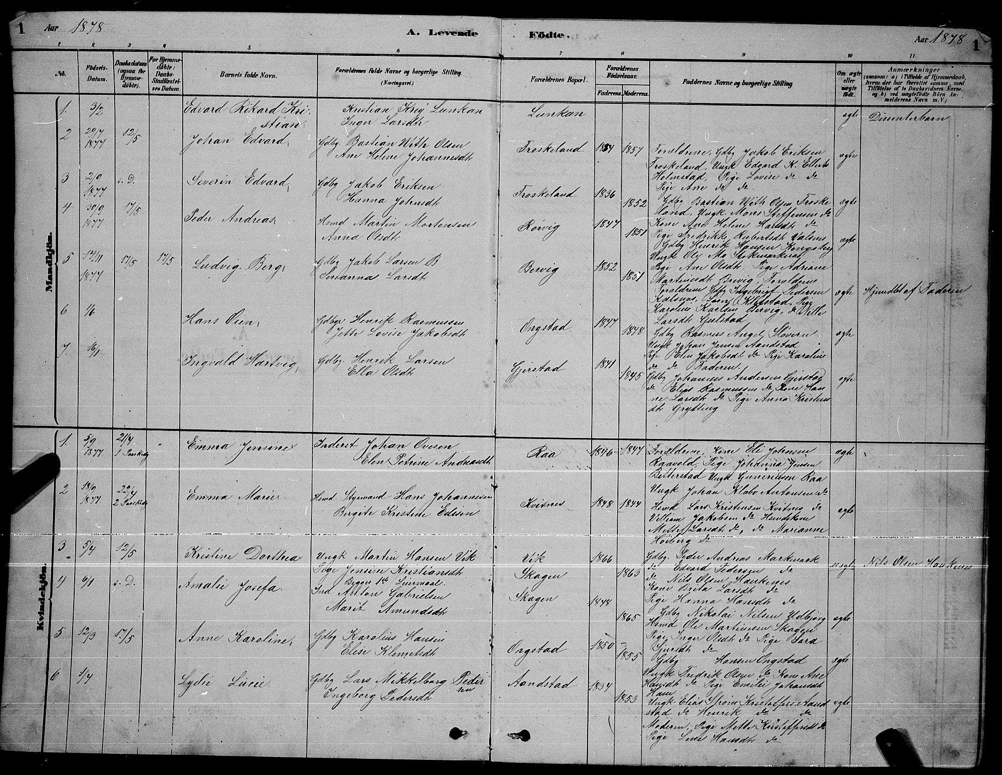 Ministerialprotokoller, klokkerbøker og fødselsregistre - Nordland, AV/SAT-A-1459/888/L1267: Parish register (copy) no. 888C05, 1878-1890, p. 1