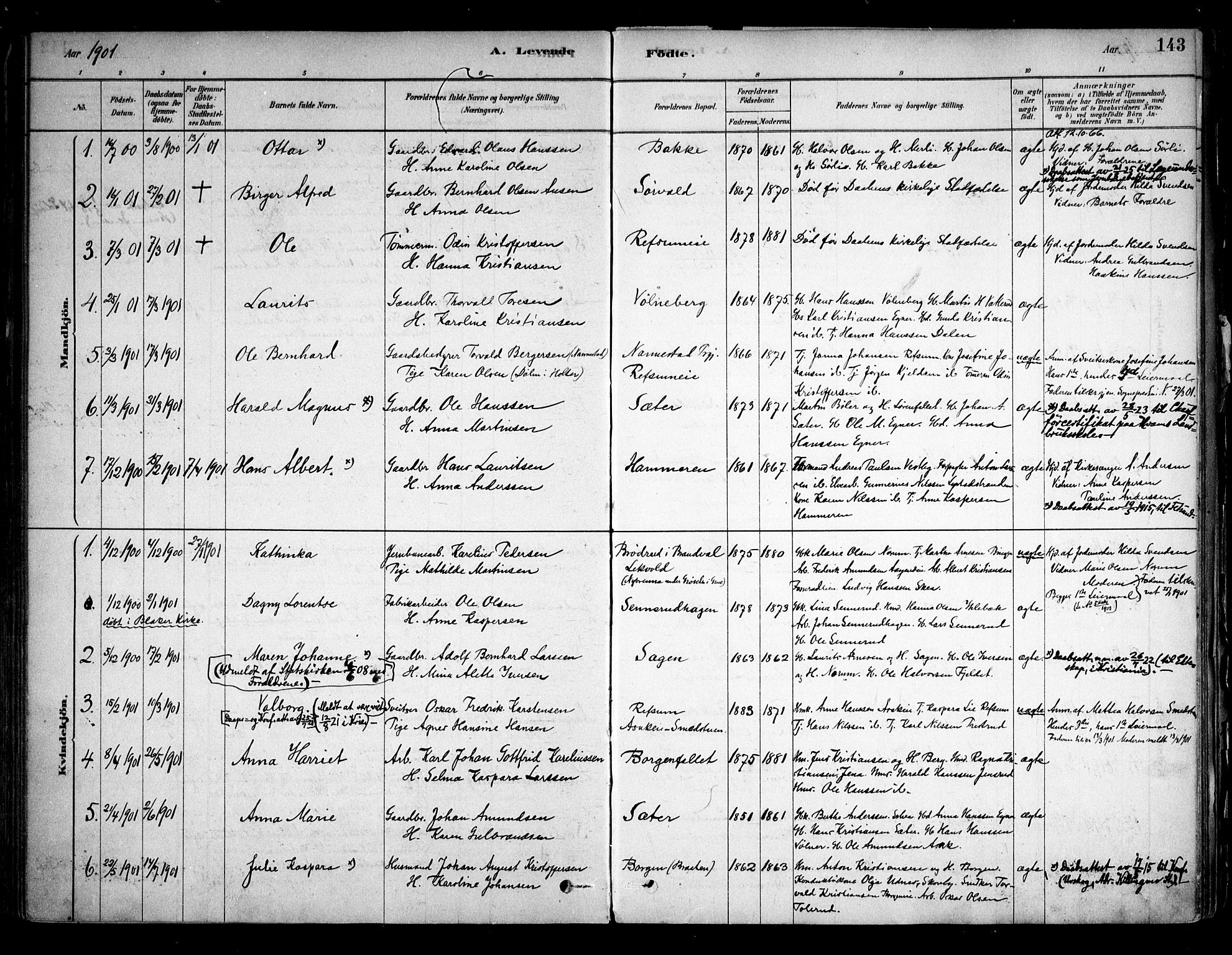 Sørum prestekontor Kirkebøker, AV/SAO-A-10303/F/Fa/L0007: Parish register (official) no. I 7, 1878-1914, p. 143