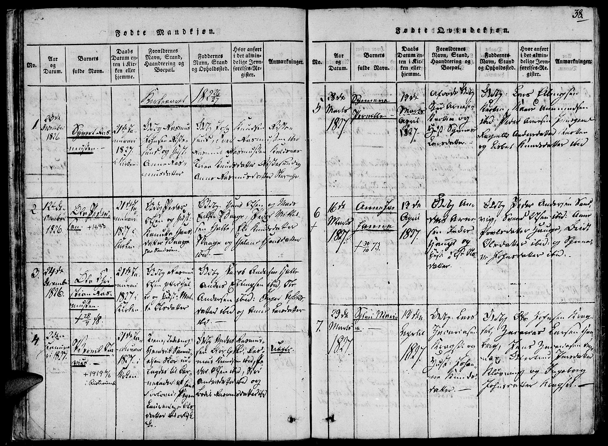 Ministerialprotokoller, klokkerbøker og fødselsregistre - Møre og Romsdal, AV/SAT-A-1454/503/L0033: Parish register (official) no. 503A01, 1816-1841, p. 38