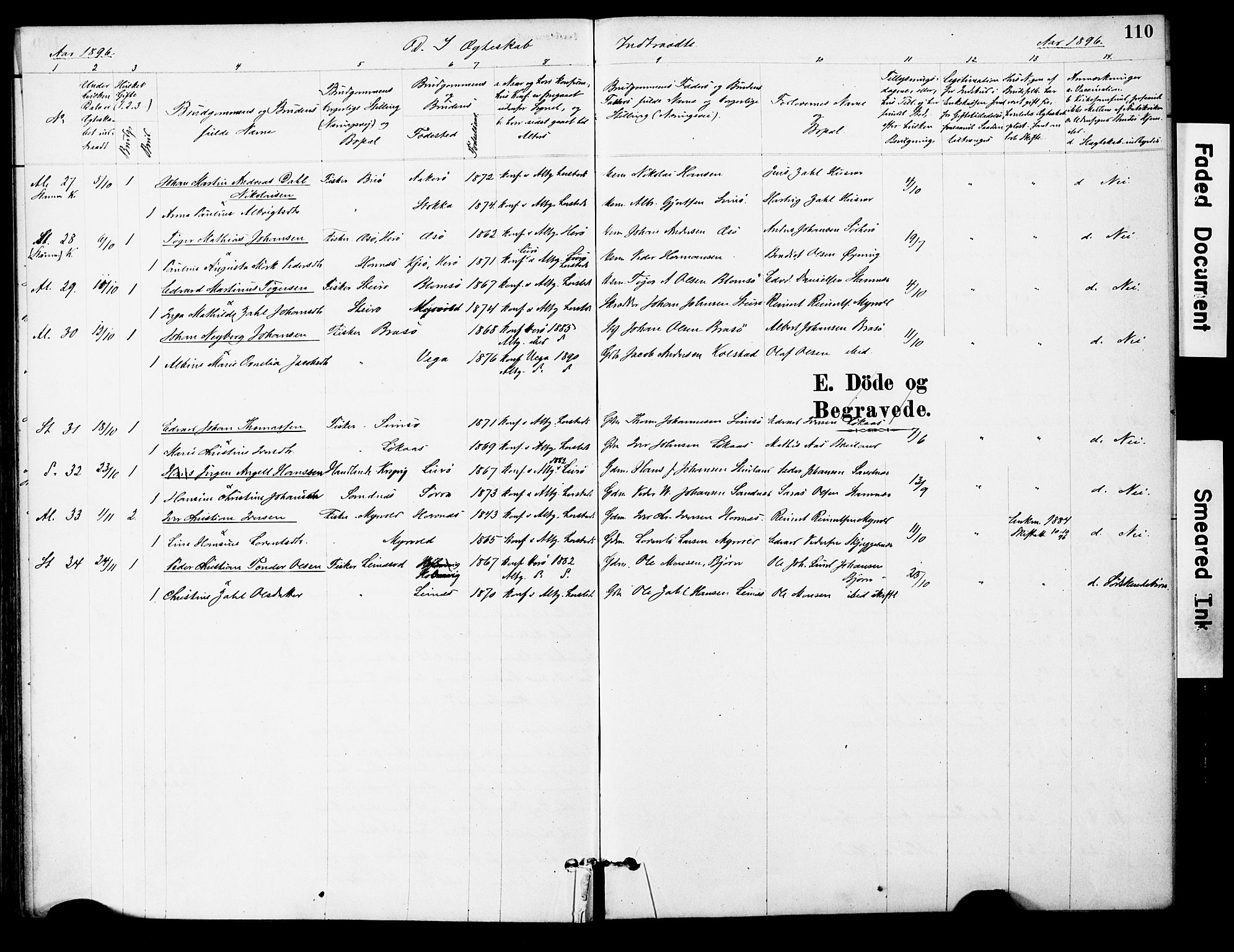 Ministerialprotokoller, klokkerbøker og fødselsregistre - Nordland, AV/SAT-A-1459/830/L0450: Parish register (official) no. 830A14, 1879-1896, p. 110