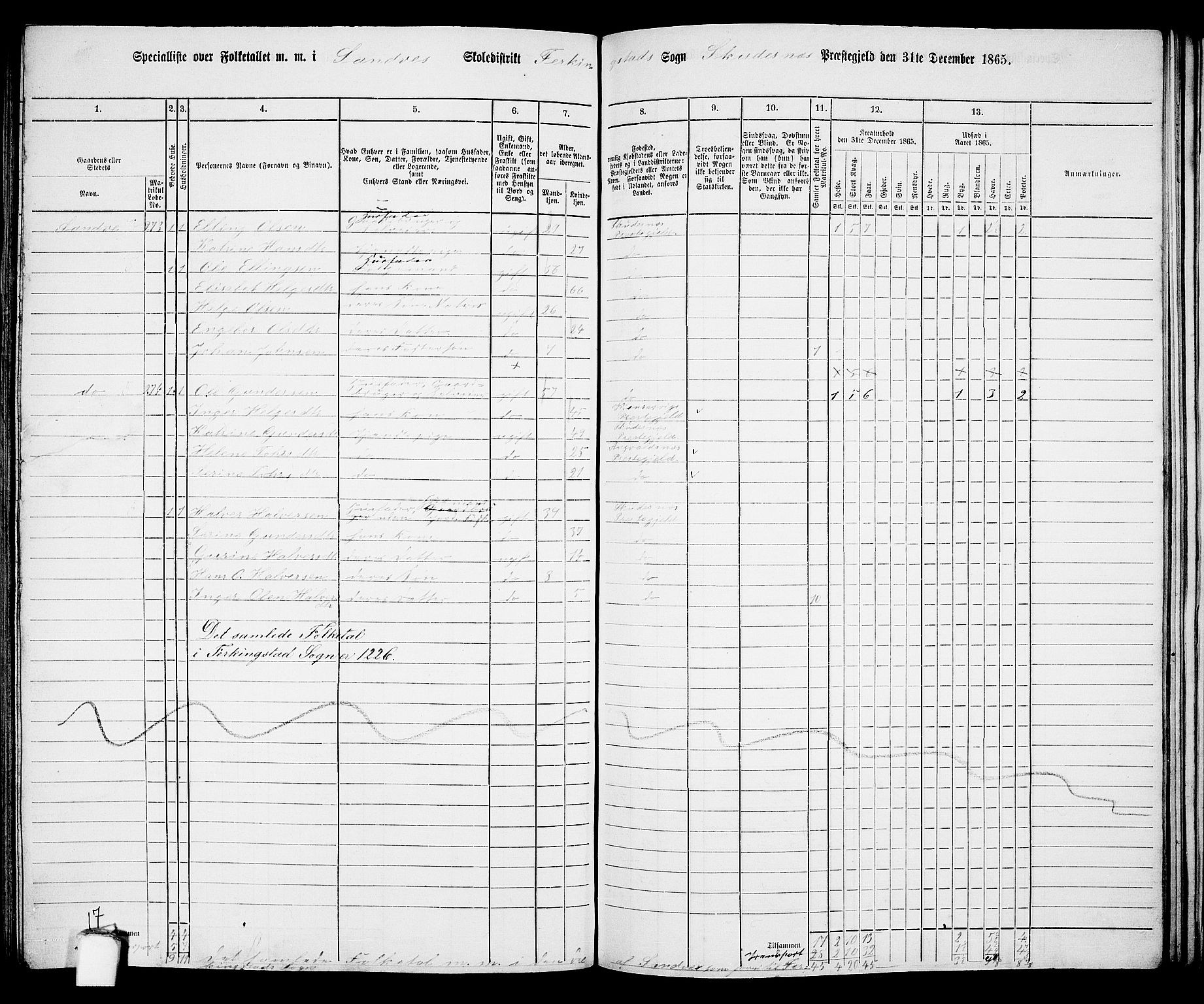 RA, 1865 census for Skudenes, 1865, p. 137