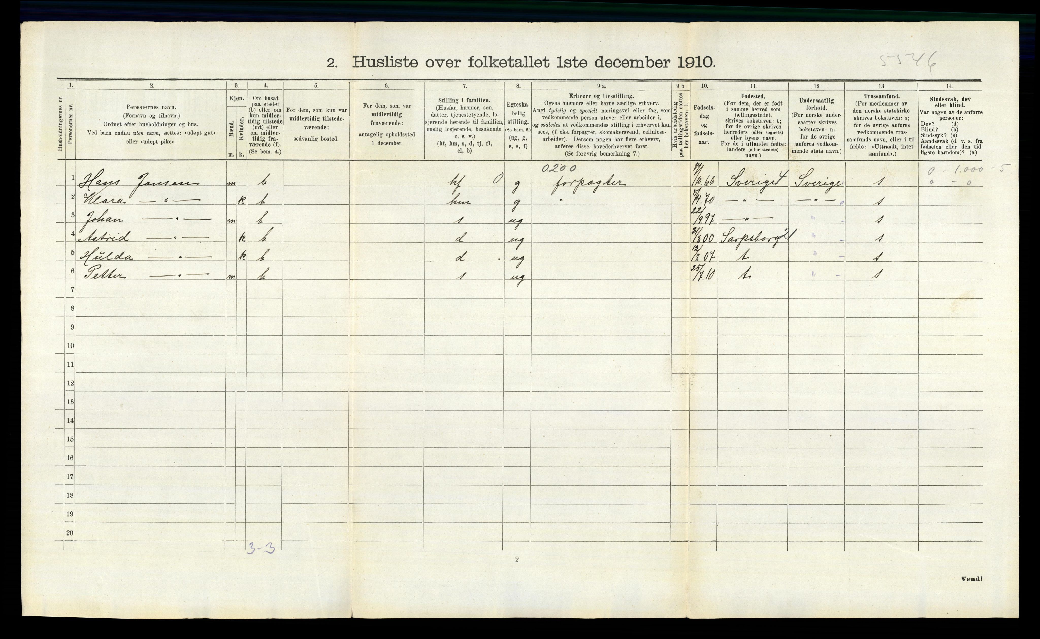 RA, 1910 census for Hvaler, 1910, p. 109