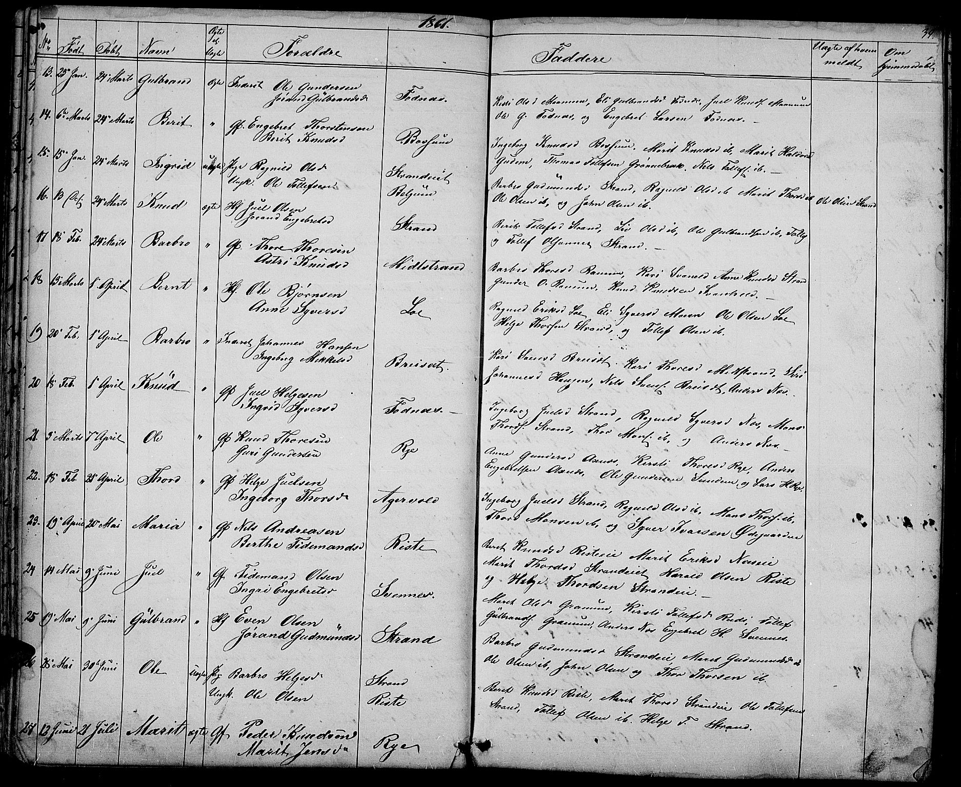 Nord-Aurdal prestekontor, SAH/PREST-132/H/Ha/Hab/L0003: Parish register (copy) no. 3, 1842-1882, p. 39