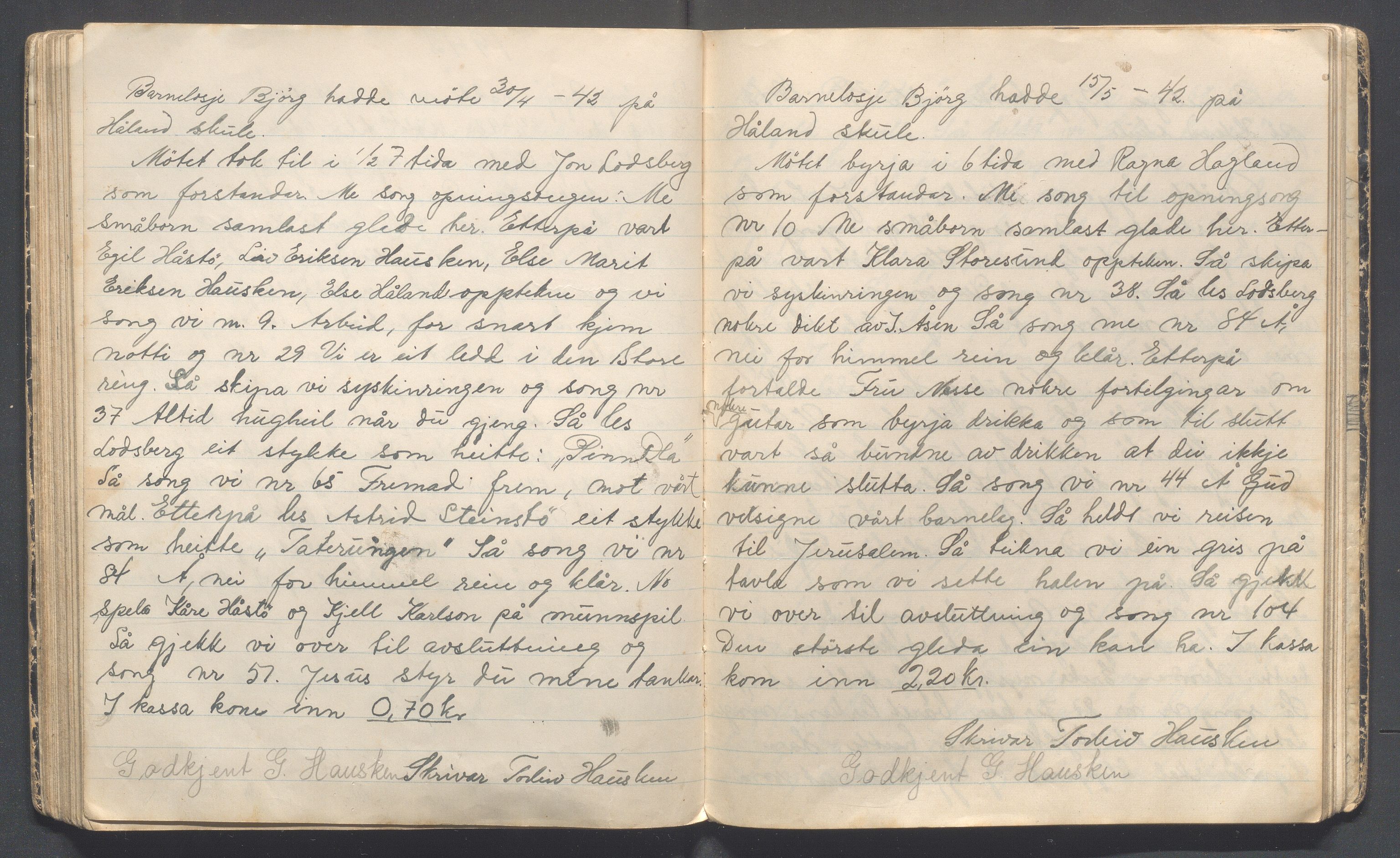 Karmøy kommune - PA 5, IOGT barnelosje «Bjørg» nr. 413 (Torvastad), IKAR/A-12/A/L0001: Møtebok for barnelosje "Bjørg" nr. 713, 1935-1946, p. 41