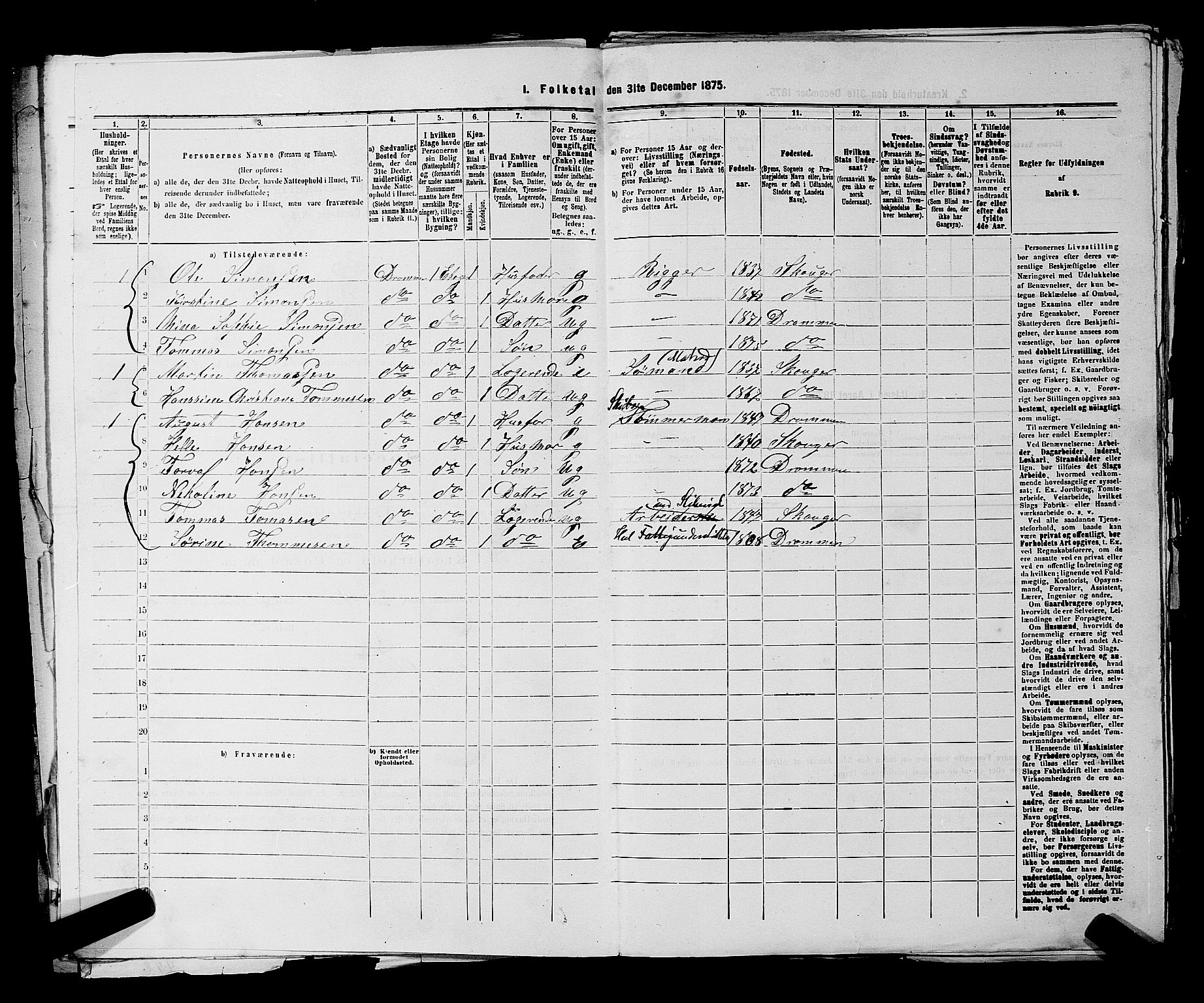 SAKO, 1875 census for 0602 Drammen, 1875, p. 3691