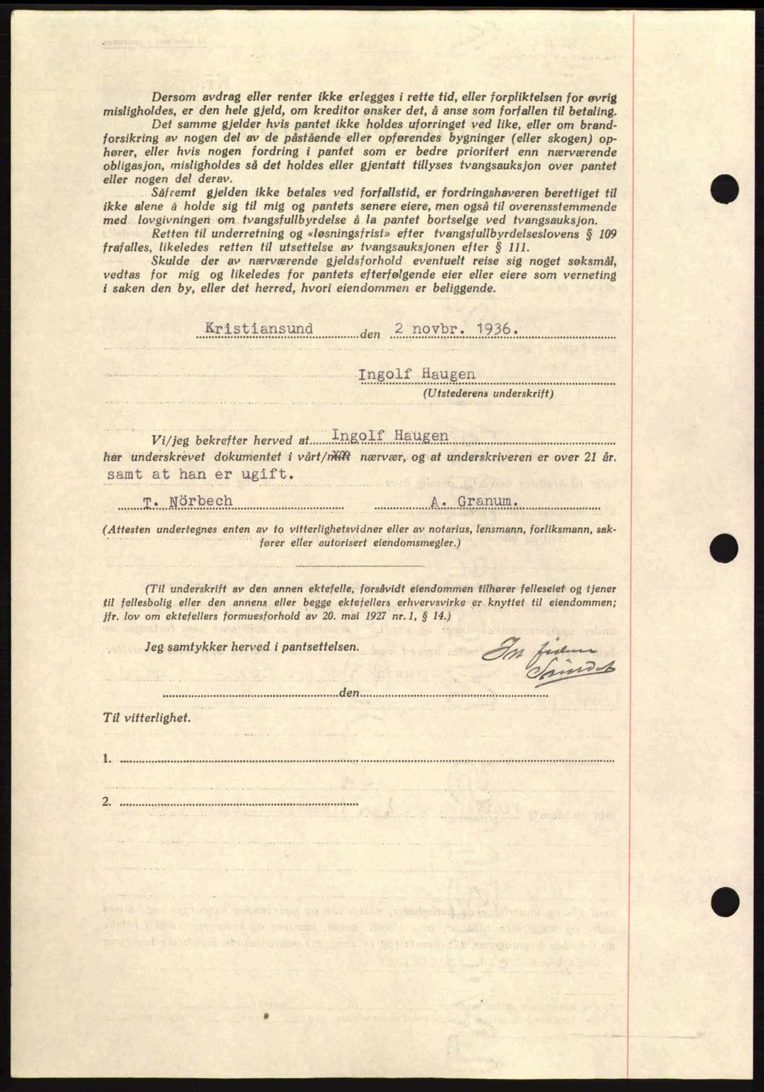 Kristiansund byfogd, AV/SAT-A-4587/A/27: Mortgage book no. 29, 1936-1937, Diary no: : 628/1936