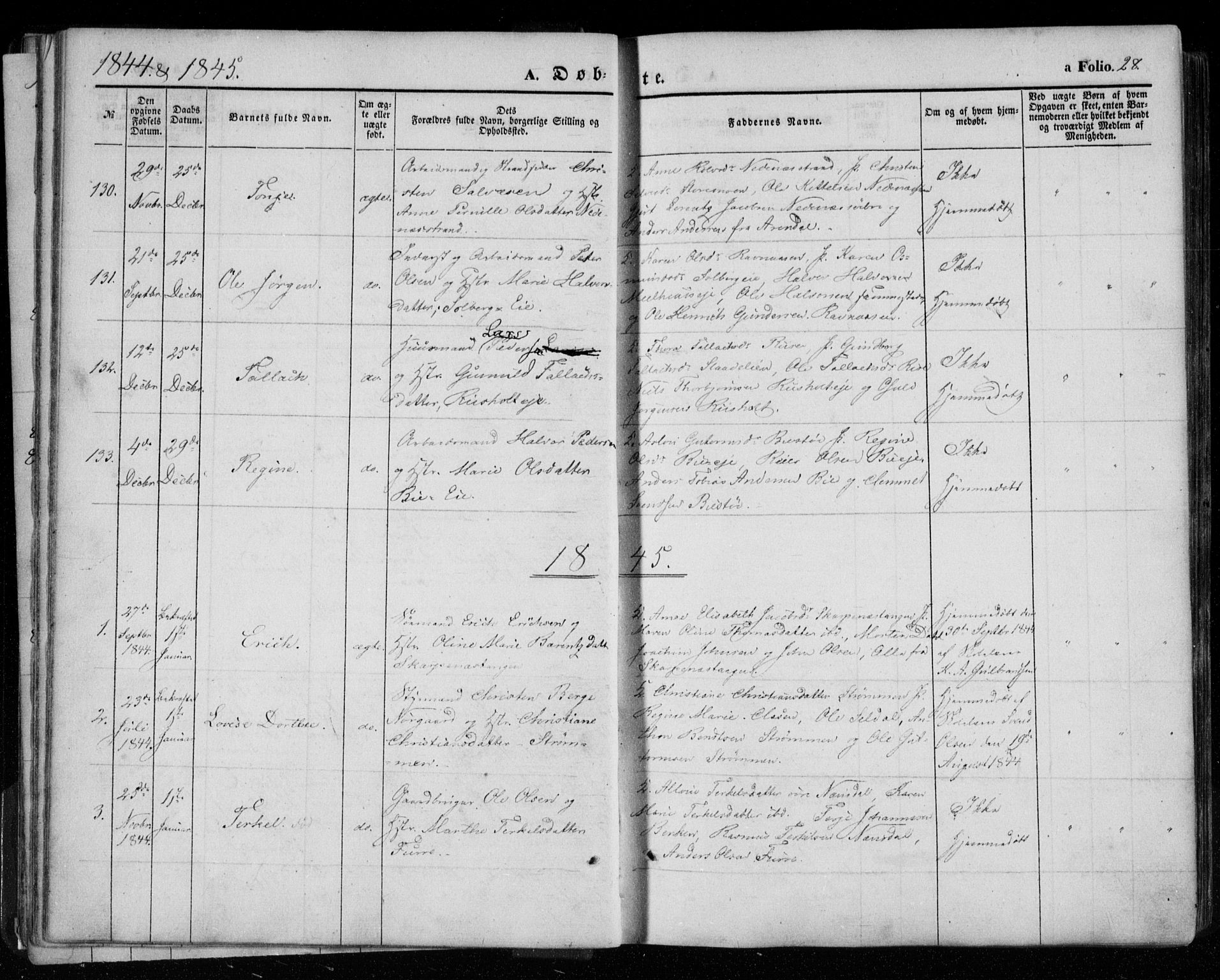 Øyestad sokneprestkontor, SAK/1111-0049/F/Fa/L0014: Parish register (official) no. A 14, 1843-1856, p. 28