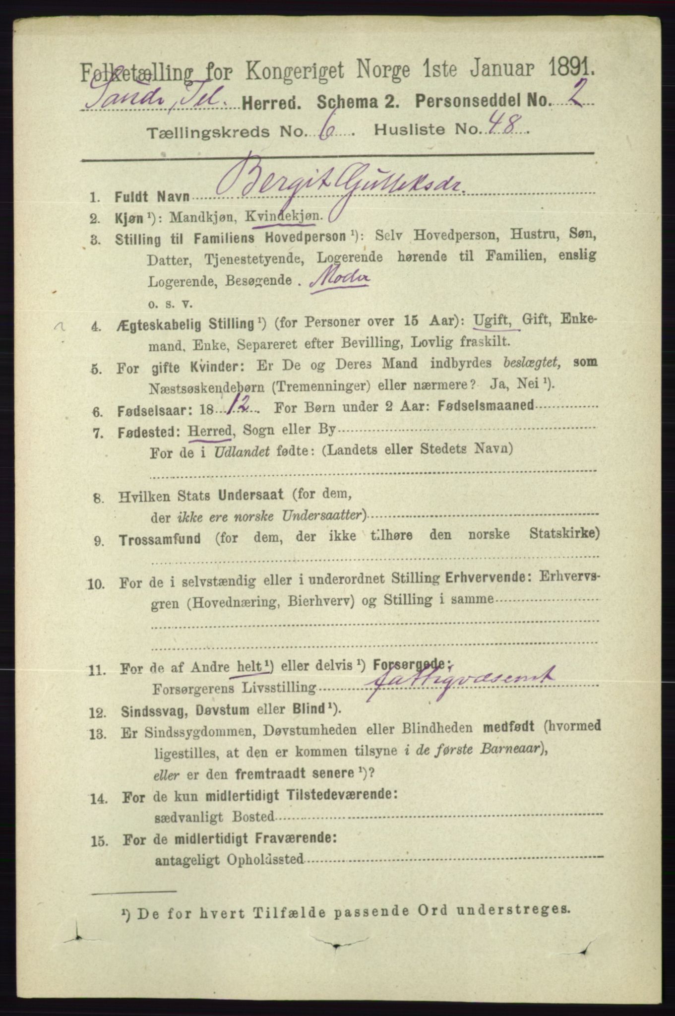 RA, 1891 census for 0822 Sauherad, 1891, p. 1959