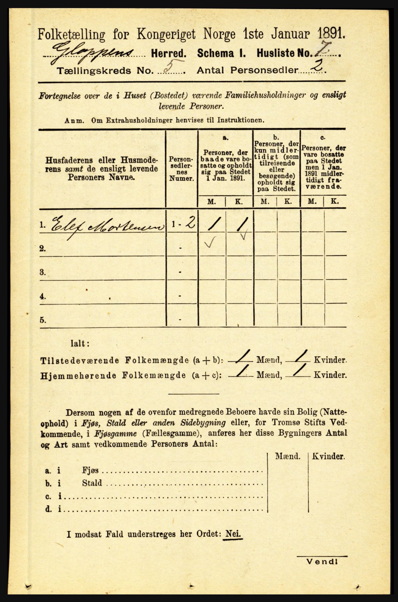 RA, 1891 census for 1445 Gloppen, 1891, p. 2041