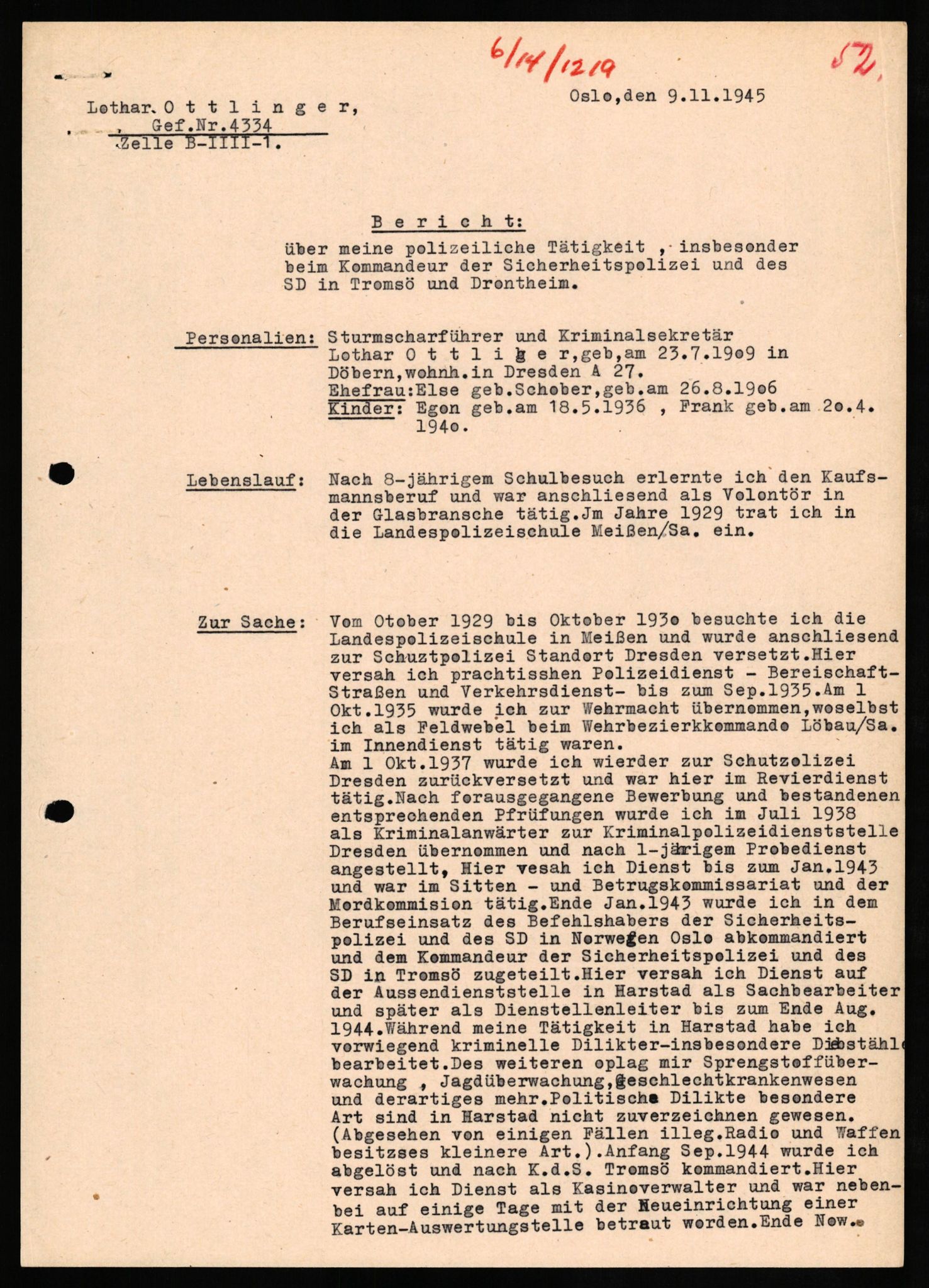 Forsvaret, Forsvarets overkommando II, AV/RA-RAFA-3915/D/Db/L0025: CI Questionaires. Tyske okkupasjonsstyrker i Norge. Tyskere., 1945-1946, p. 269