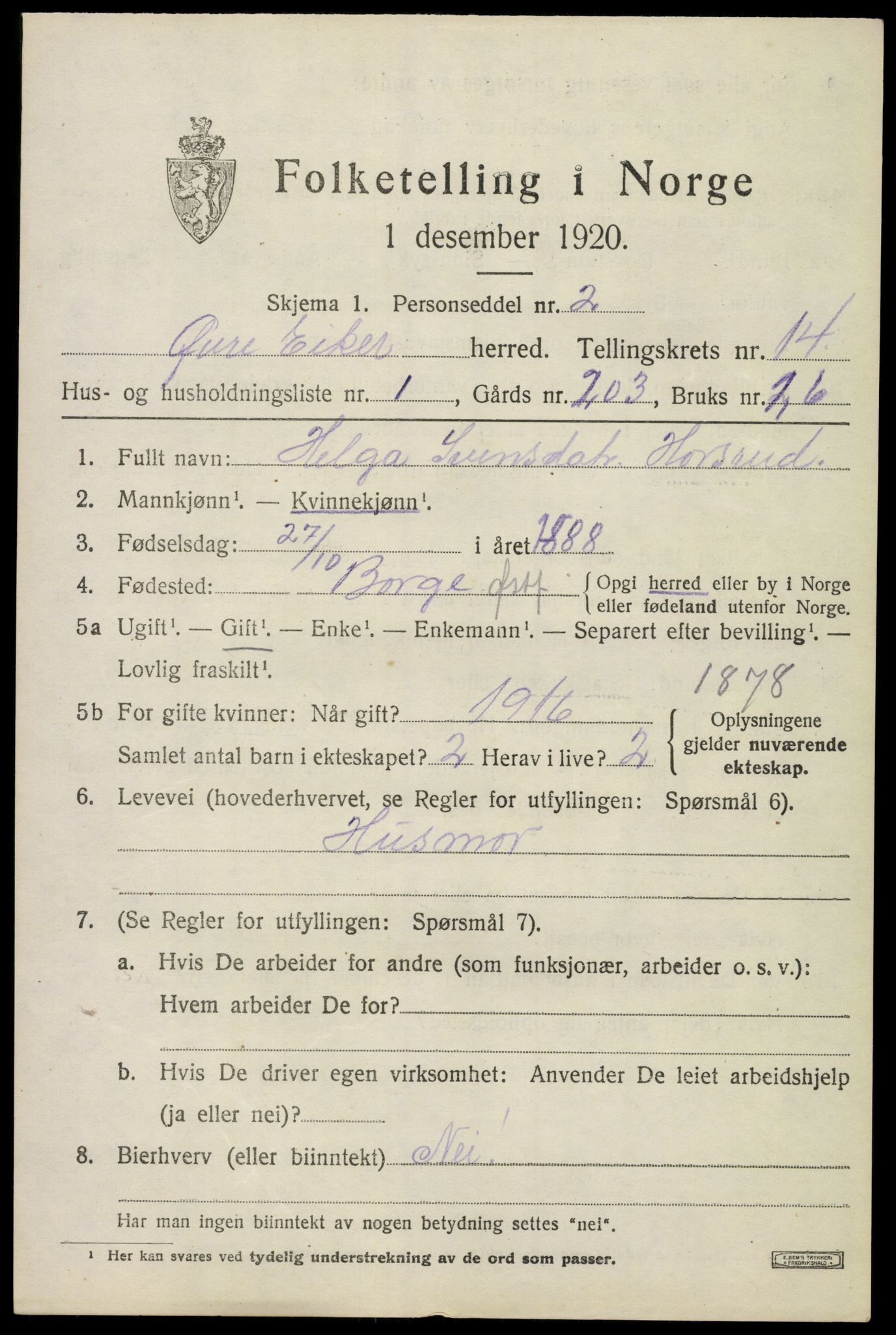 SAKO, 1920 census for Øvre Eiker, 1920, p. 20238