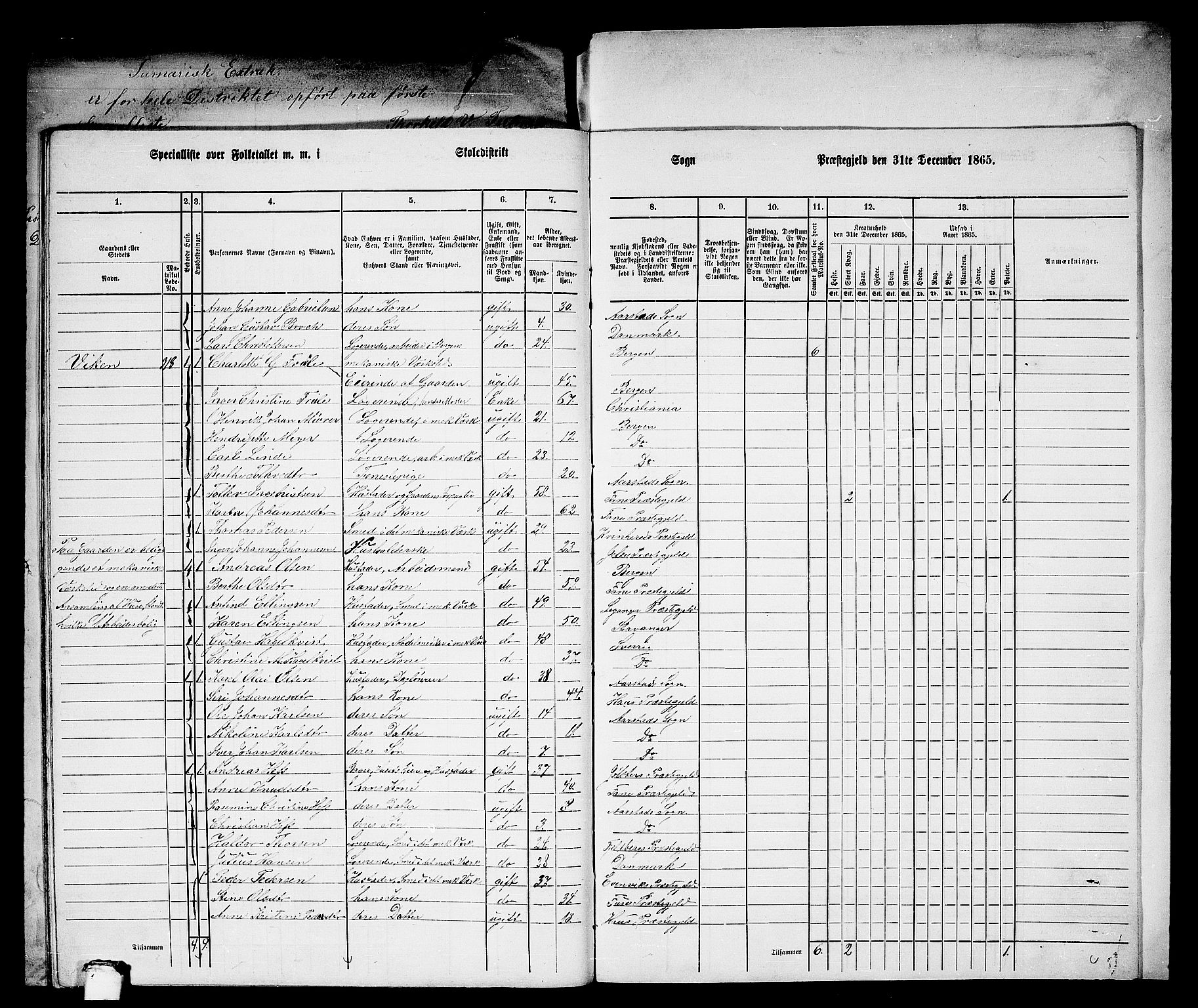 RA, 1865 census for St. Jørgens Hospital/Årstad, 1865, p. 41