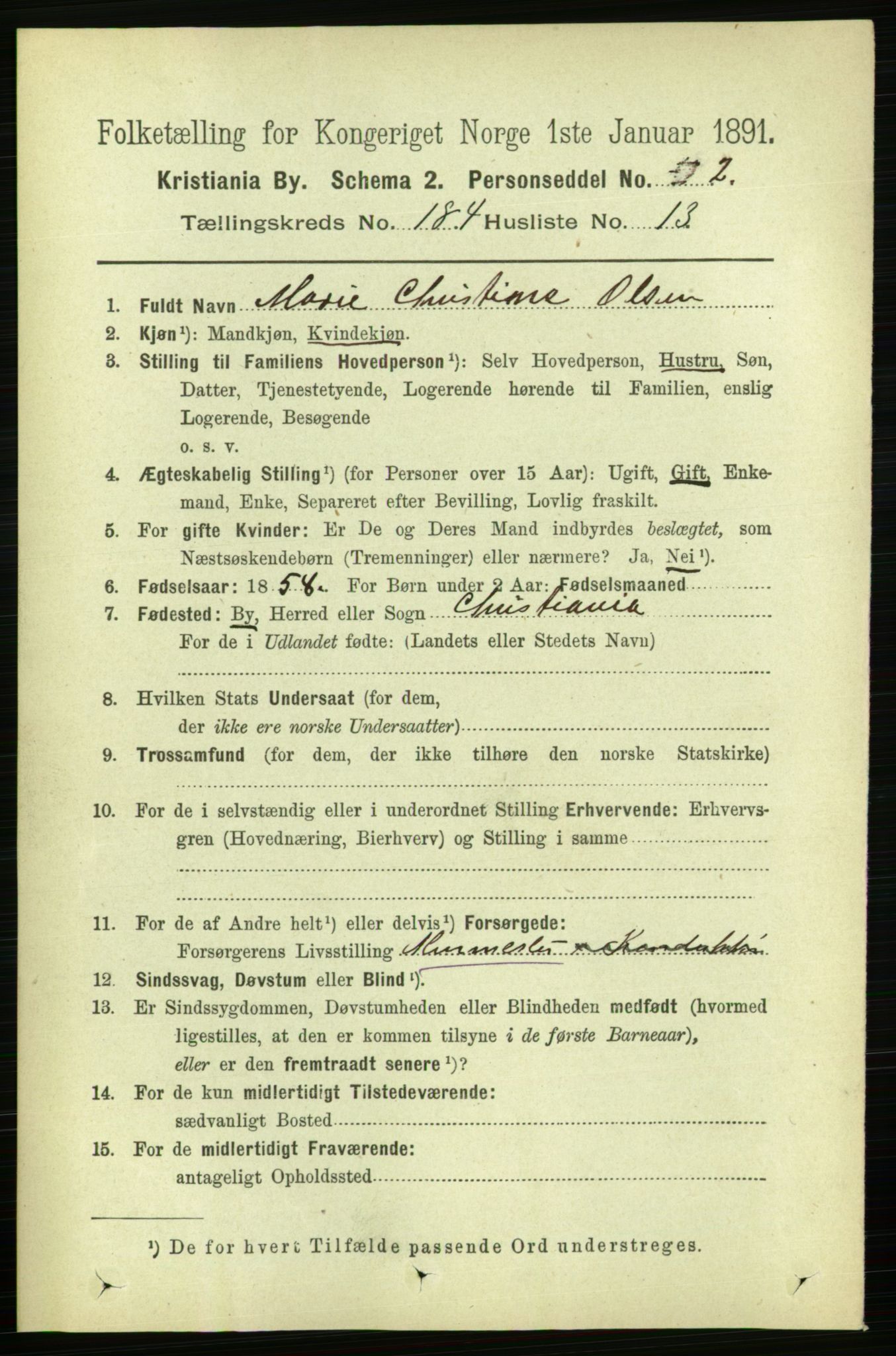 RA, 1891 census for 0301 Kristiania, 1891, p. 110531