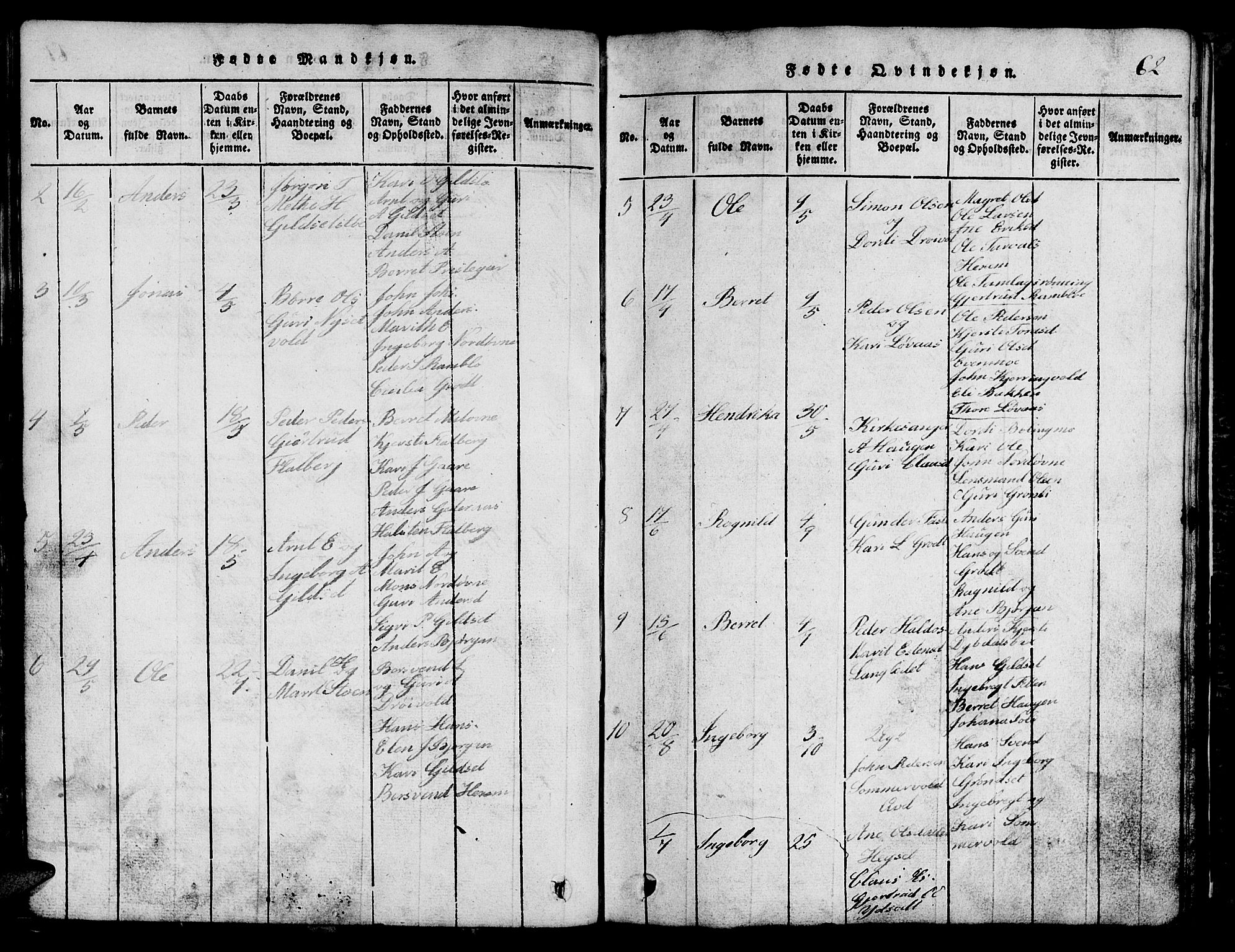 Ministerialprotokoller, klokkerbøker og fødselsregistre - Sør-Trøndelag, SAT/A-1456/685/L0976: Parish register (copy) no. 685C01, 1817-1878, p. 62