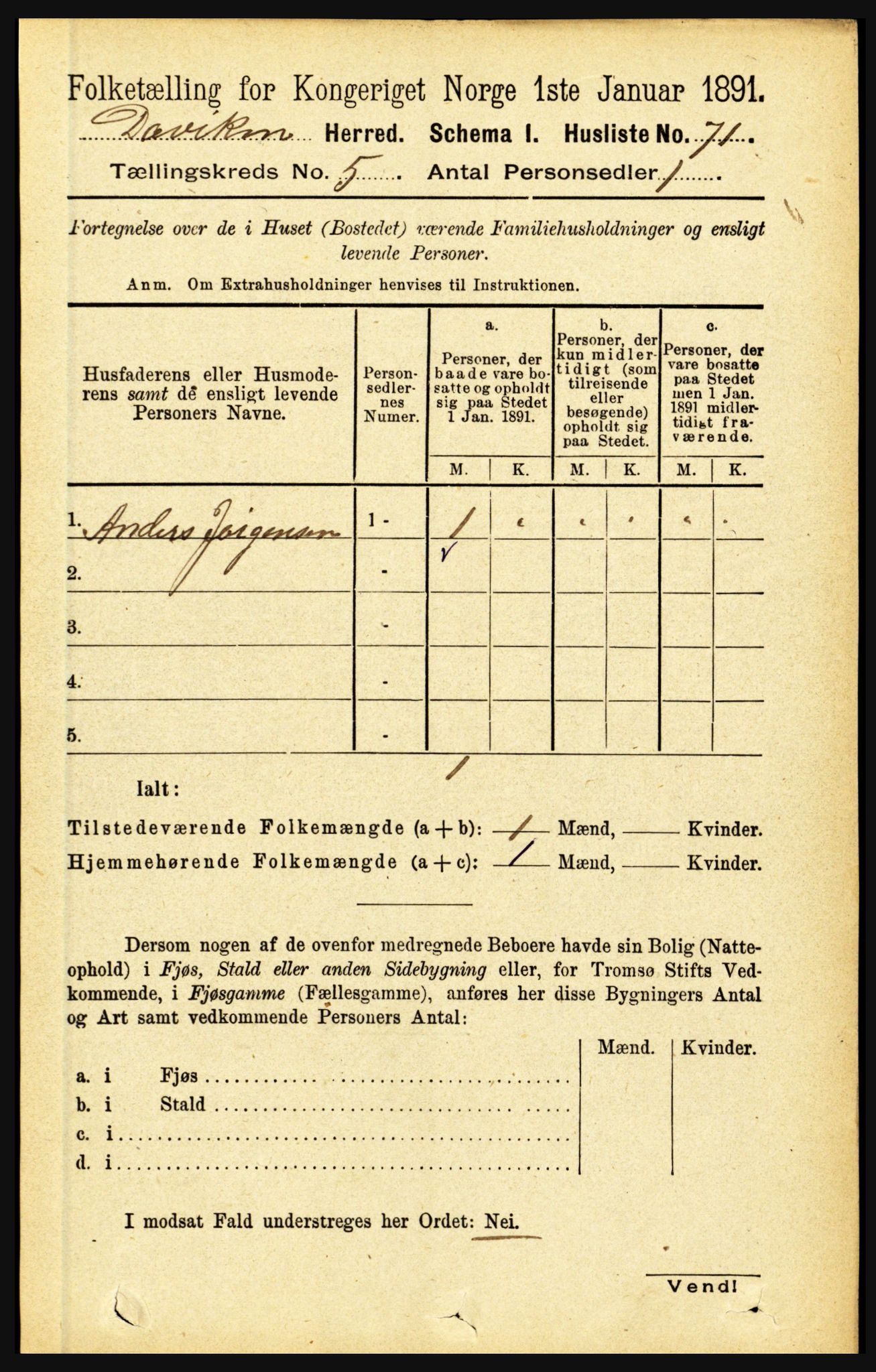 RA, 1891 census for 1442 Davik, 1891, p. 1804