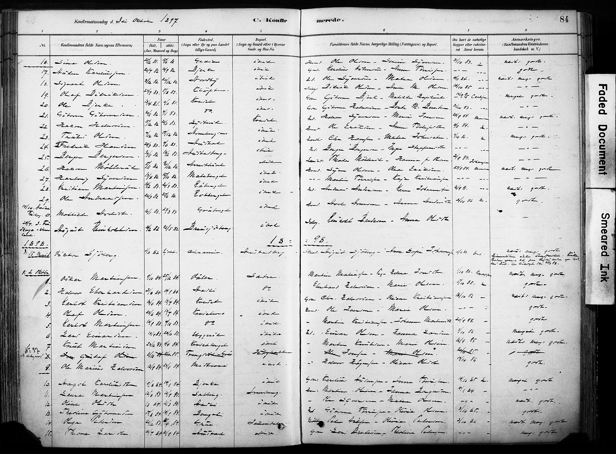 Hof prestekontor, AV/SAH-PREST-038/H/Ha/Haa/L0011: Parish register (official) no. 11, 1879-1911, p. 84