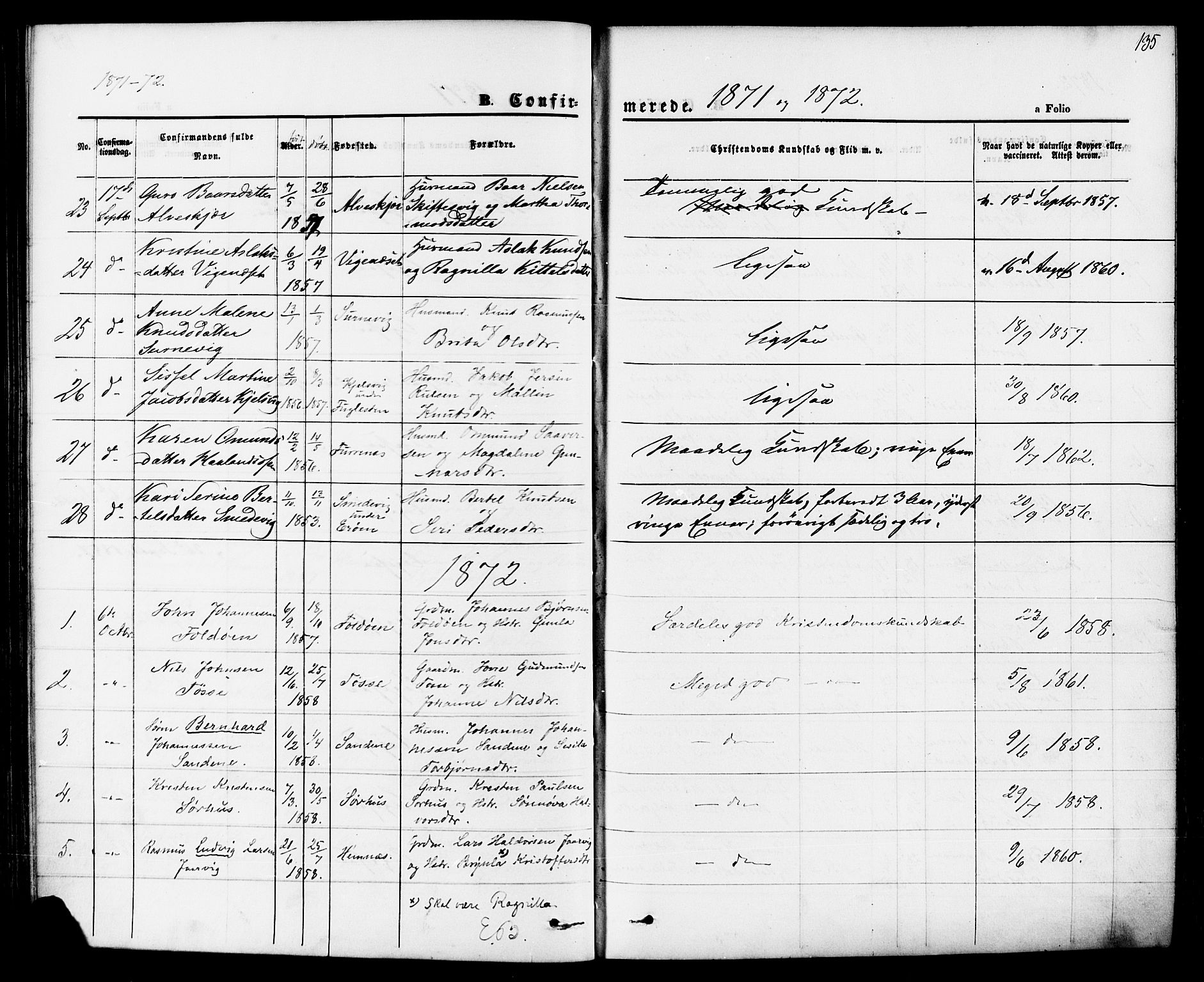 Jelsa sokneprestkontor, SAST/A-101842/01/IV: Parish register (official) no. A 8, 1867-1883, p. 135