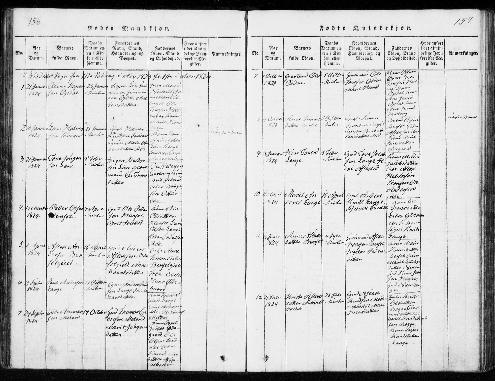 Ministerialprotokoller, klokkerbøker og fødselsregistre - Møre og Romsdal, AV/SAT-A-1454/551/L0623: Parish register (official) no. 551A03, 1818-1831, p. 156-157